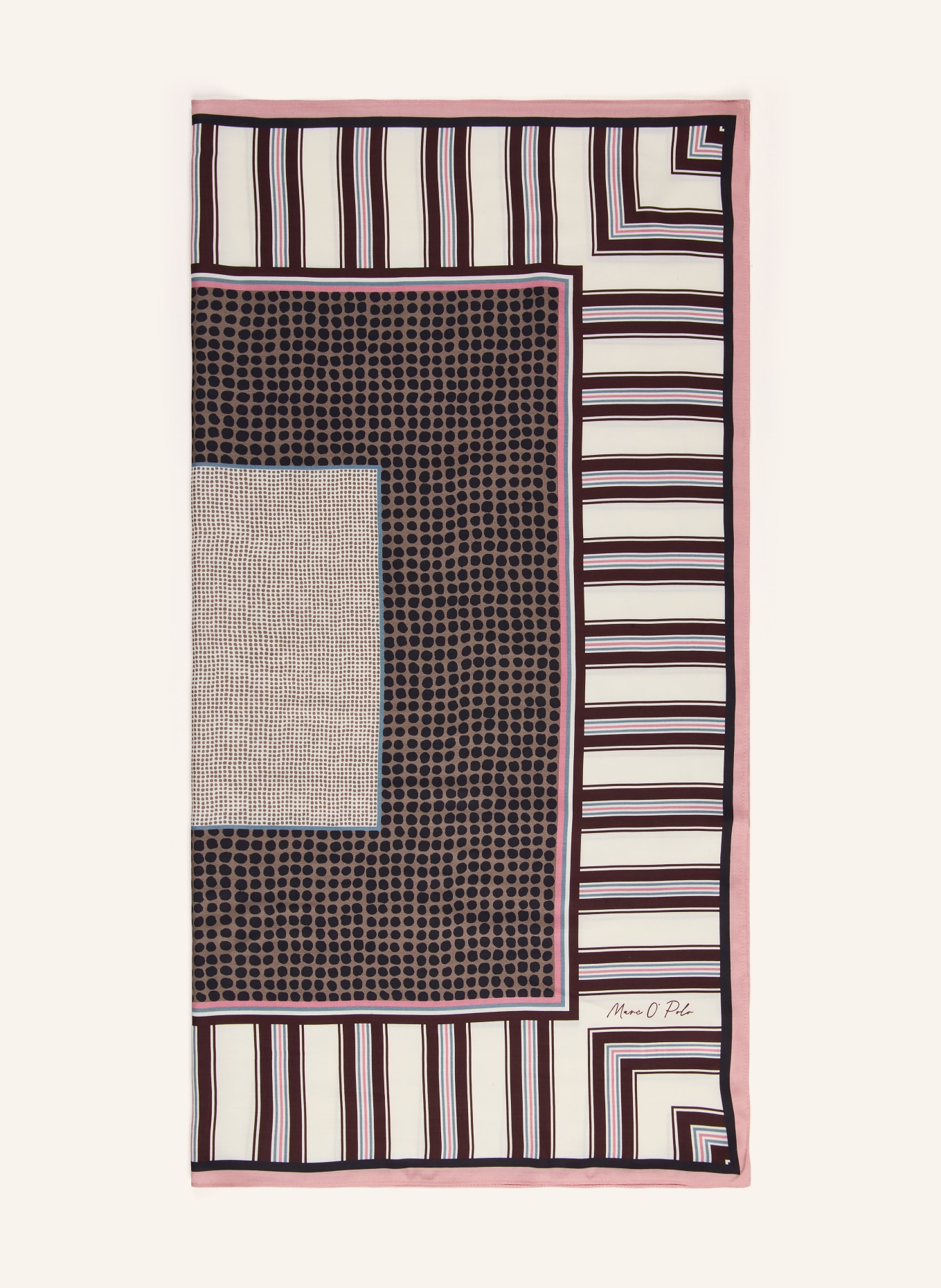 Marc O'Polo Scarf: PINK / DARK BROWN / ECRU