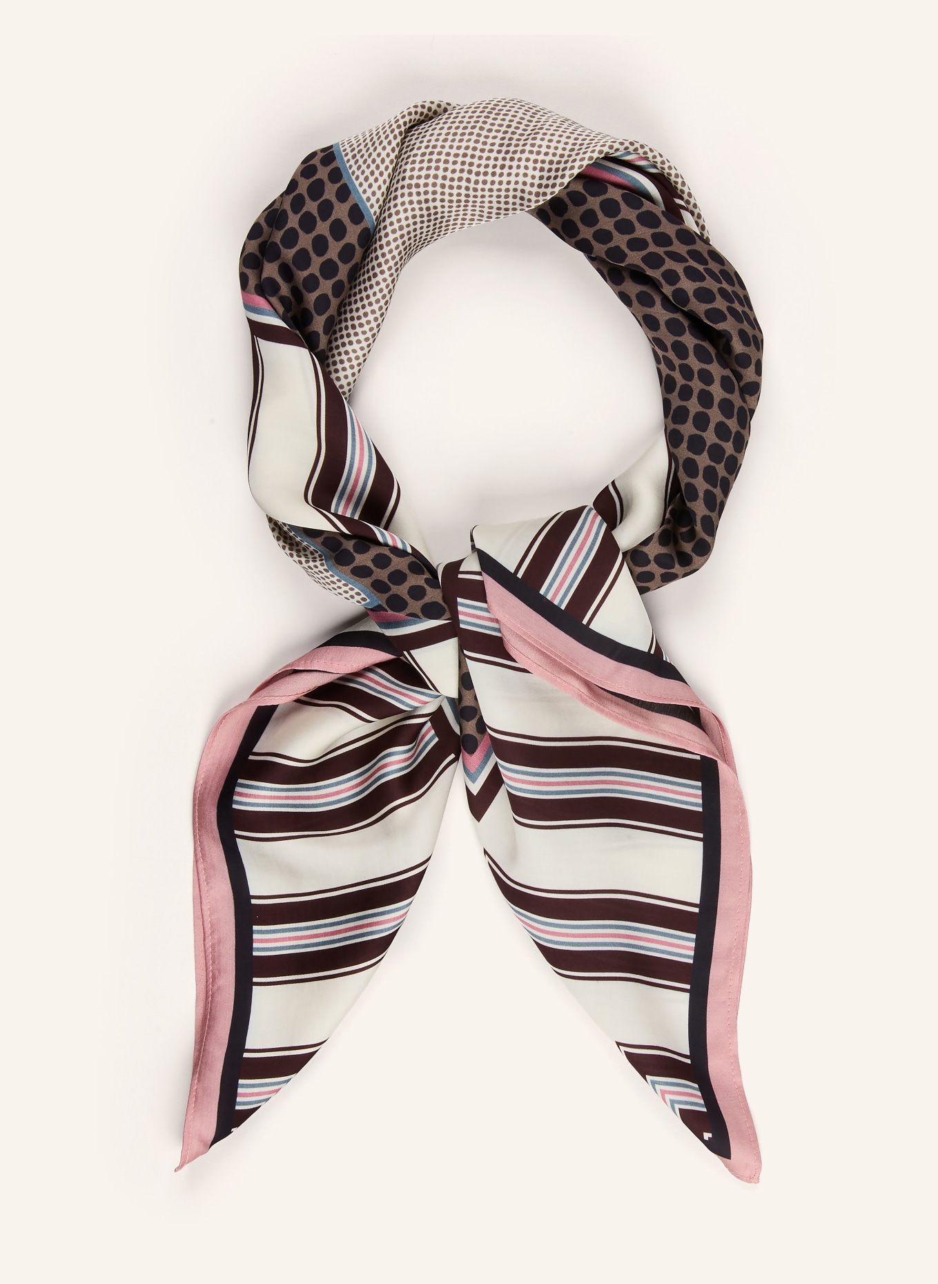 Marc O'Polo Scarf: PINK / DARK BROWN / ECRU