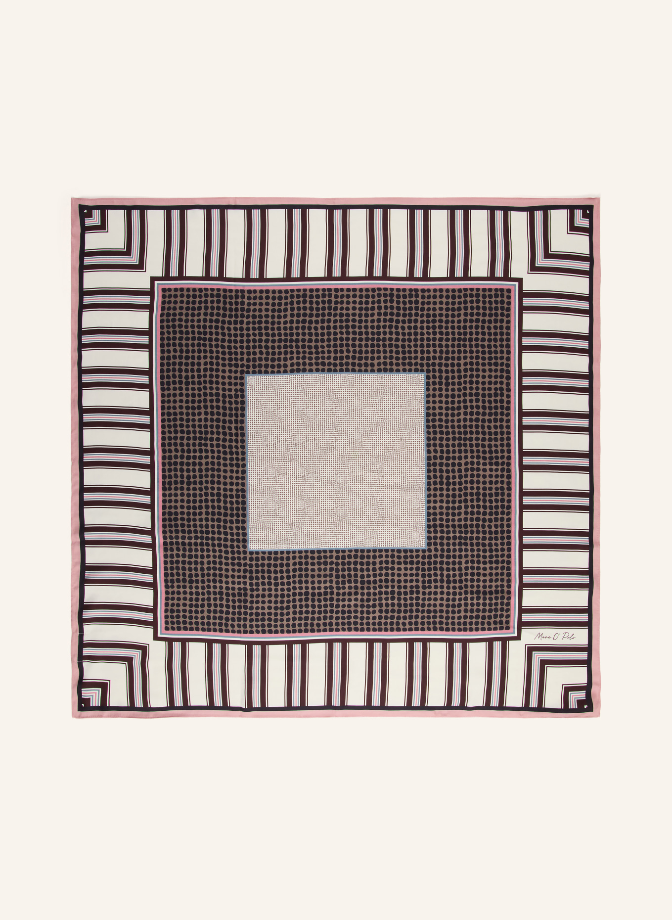 Marc O'Polo Scarf: PINK / DARK BROWN / ECRU