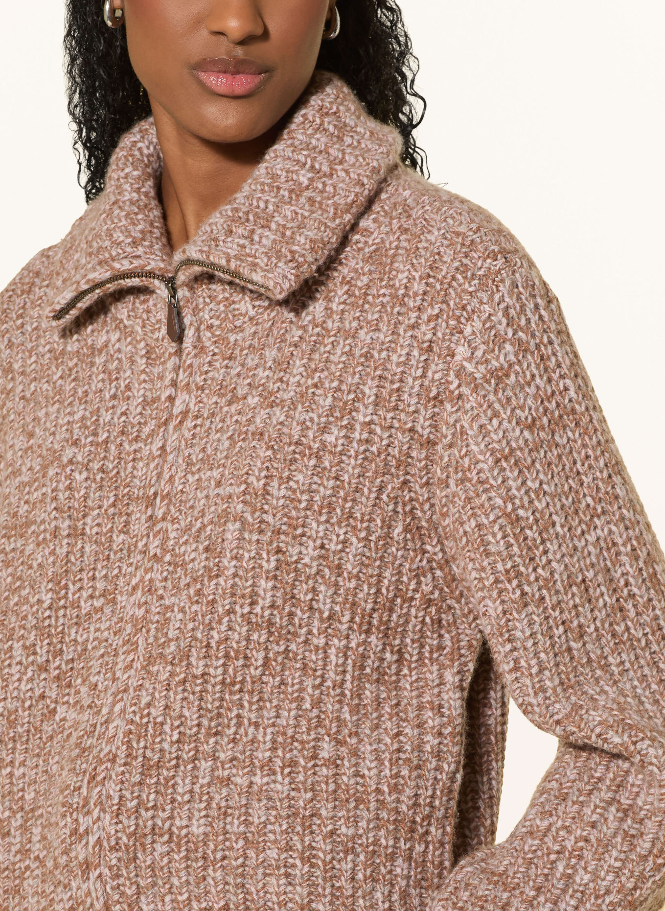 REPEAT Strickjacke mit Cashmere: BRAUN / HELLROSA
