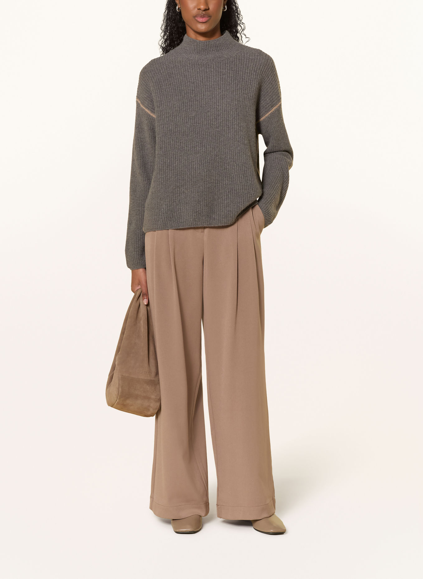 REPEAT Cashmere Sweater: GRAY / BEIGE