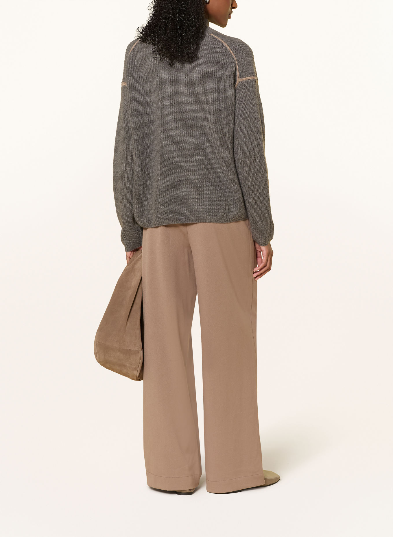 REPEAT Cashmere Sweater: GRAY / BEIGE