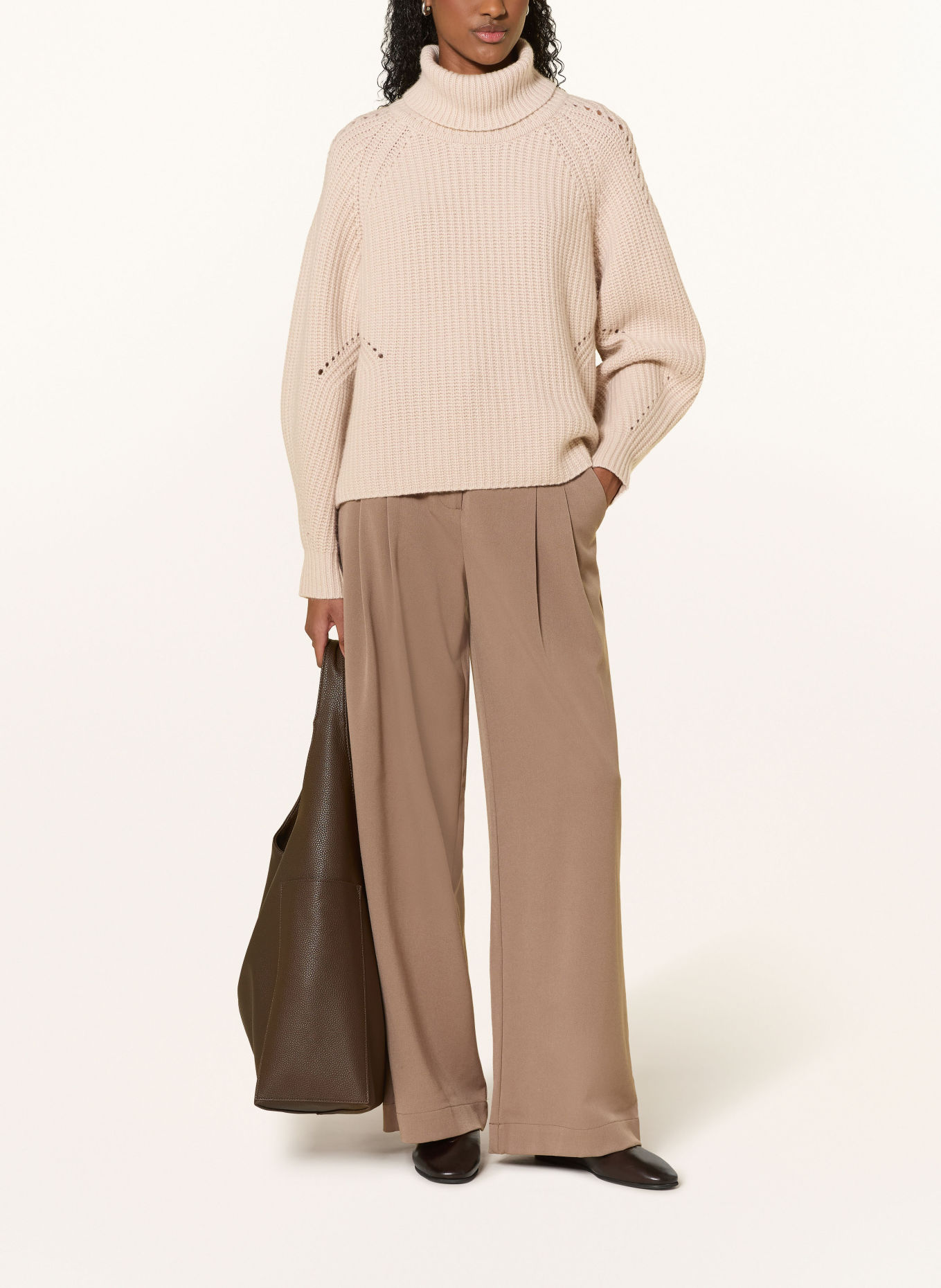 REPEAT Rollkragenpullover mit Cashmere: BEIGE
