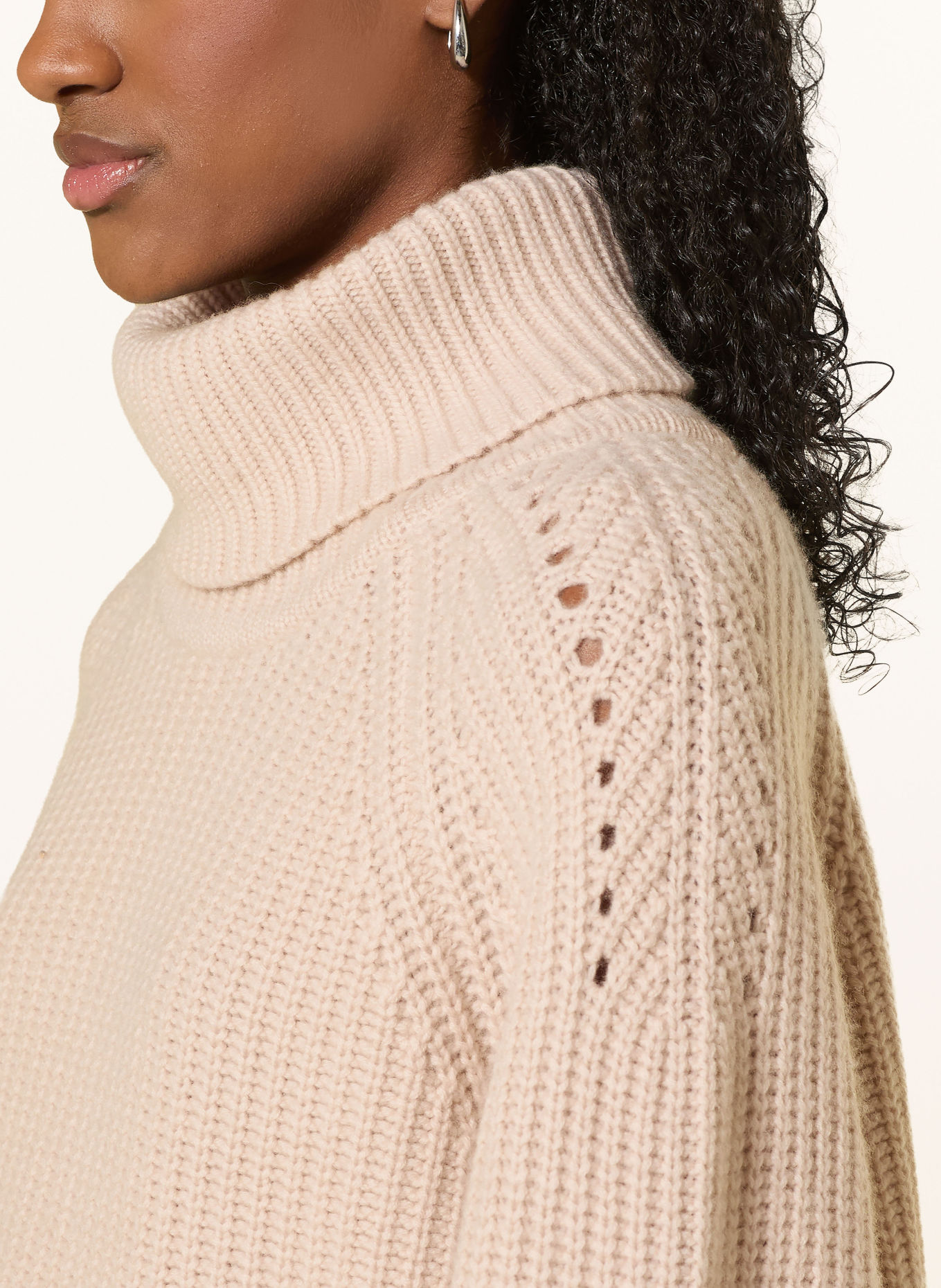 REPEAT Rollkragenpullover mit Cashmere: BEIGE