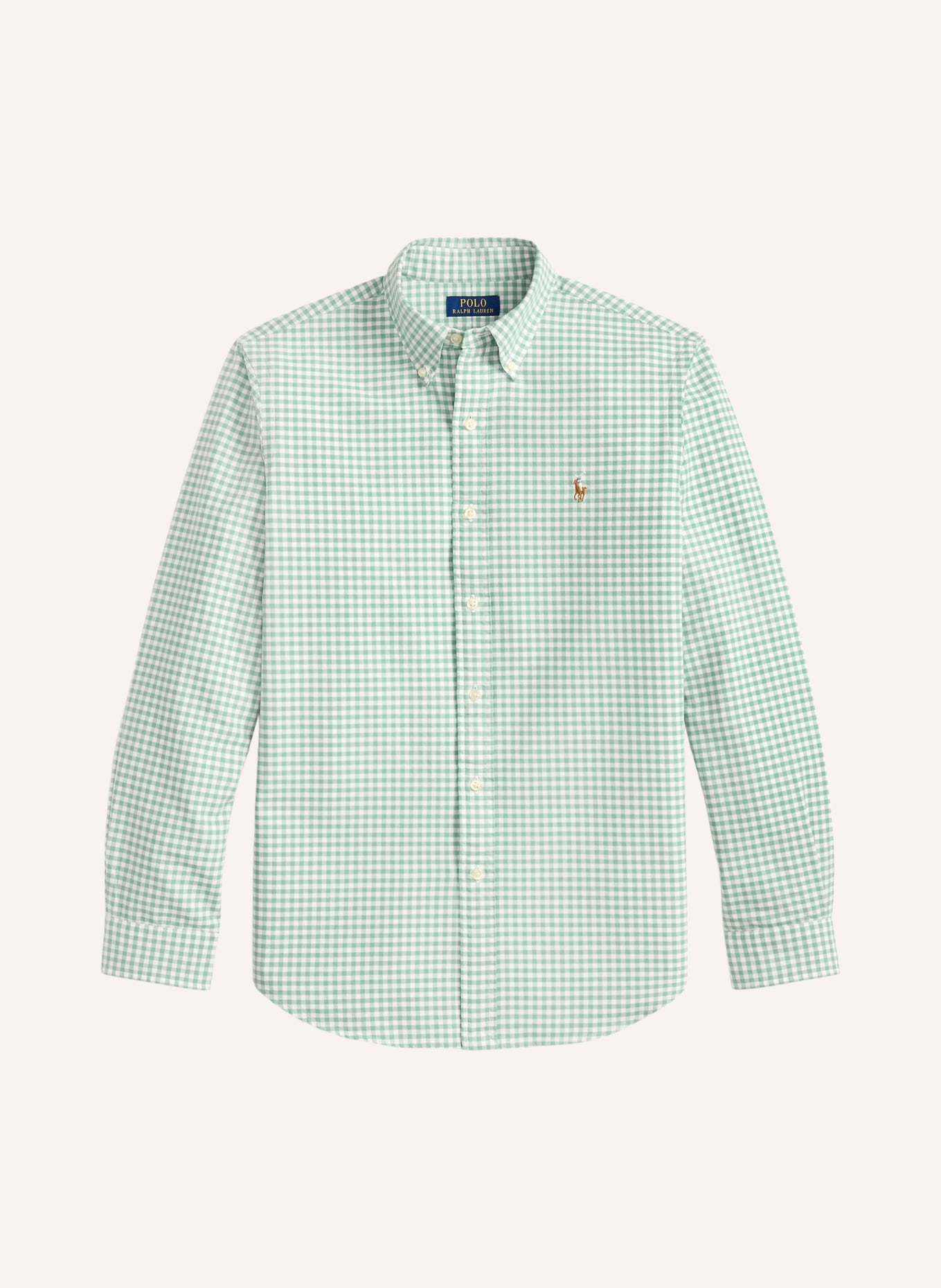 POLO RALPH LAUREN Custom Fit Shirt: LIGHT GREEN / WHITE
