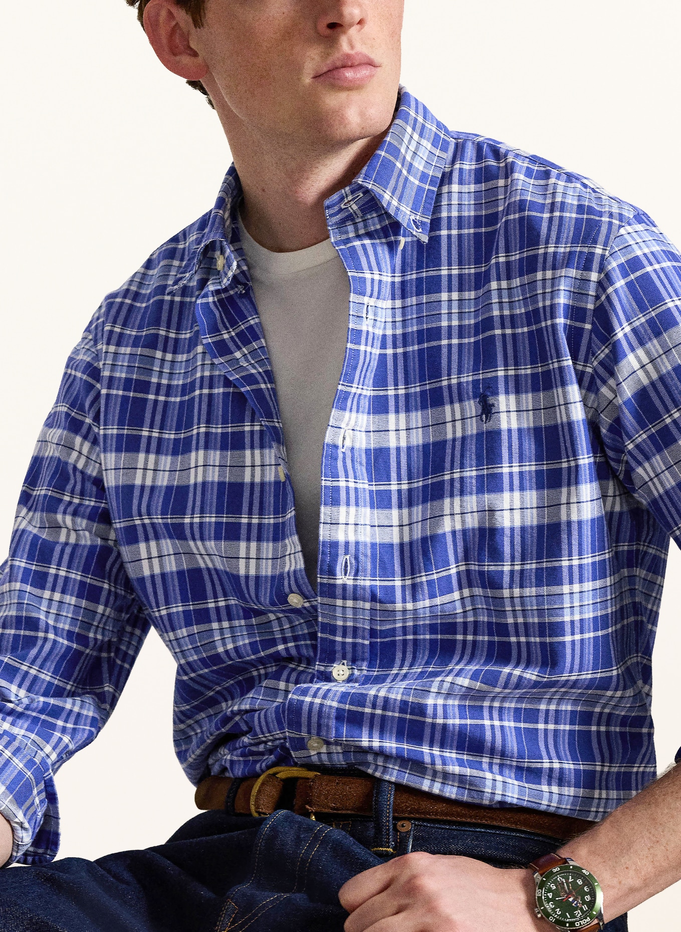 POLO RALPH LAUREN Koszula oxfordzka Custom Fit: NIEBIESKI / JASNONIEBIESKI / BIAŁY