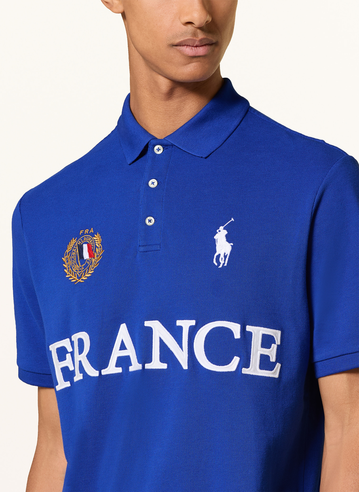 POLO RALPH LAUREN Classic Fit Piqué Polo Shirt: BLUE / WHITE