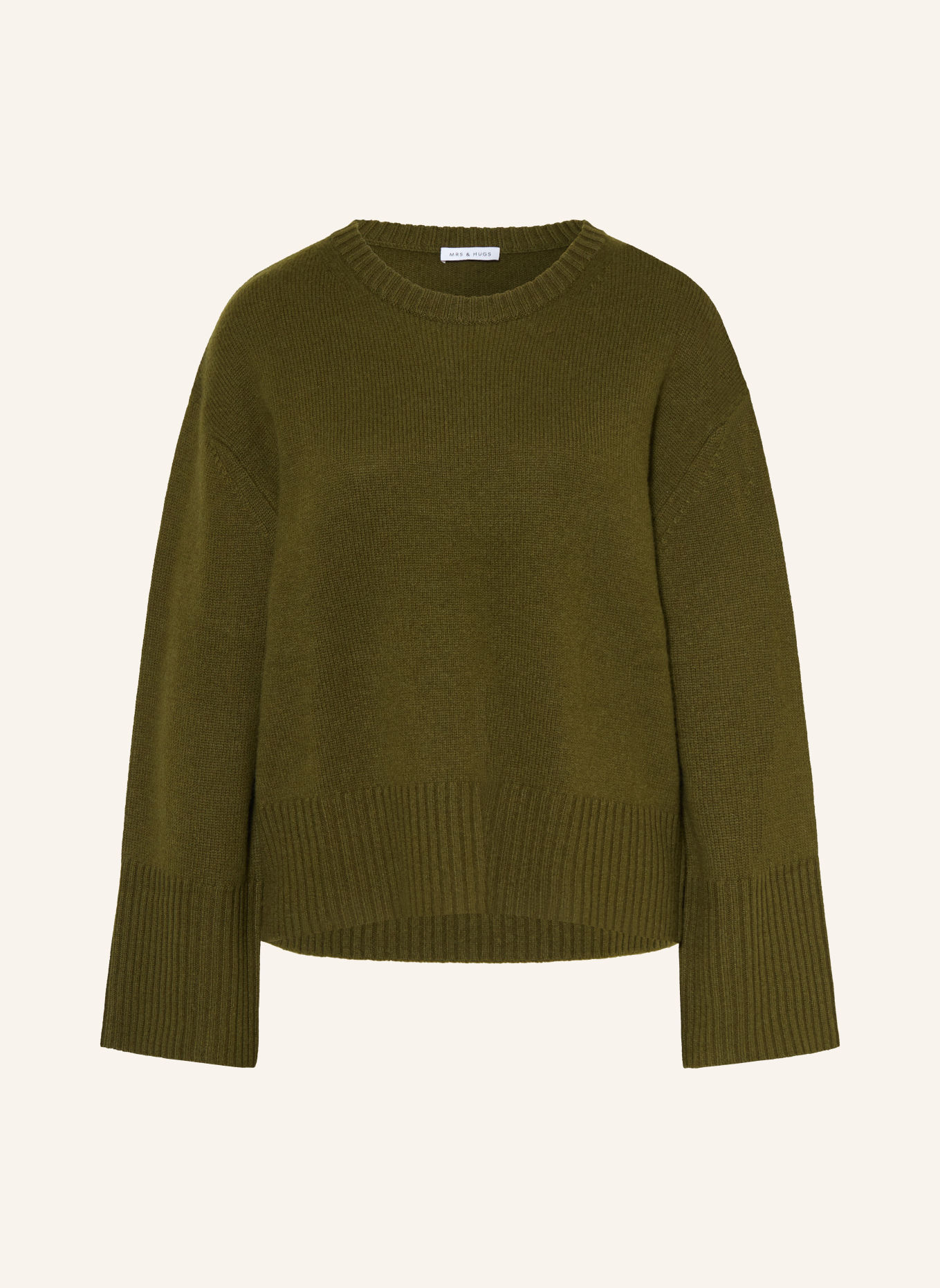 MRS & HUGS Sweter z kaszmiru: OLIWKOWY