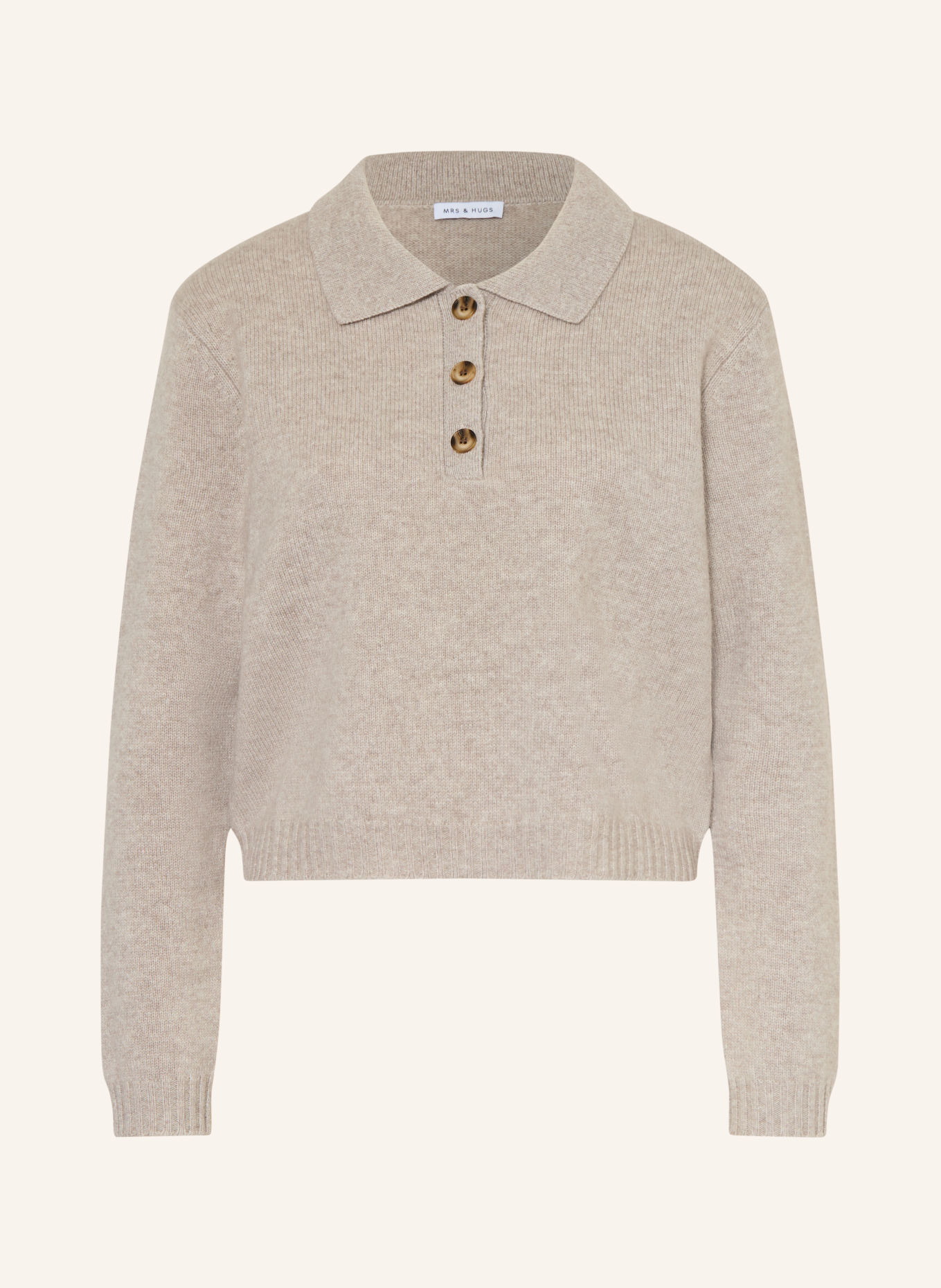 MRS & HUGS Strick-Poloshirt mit Cashmere: TAUPE