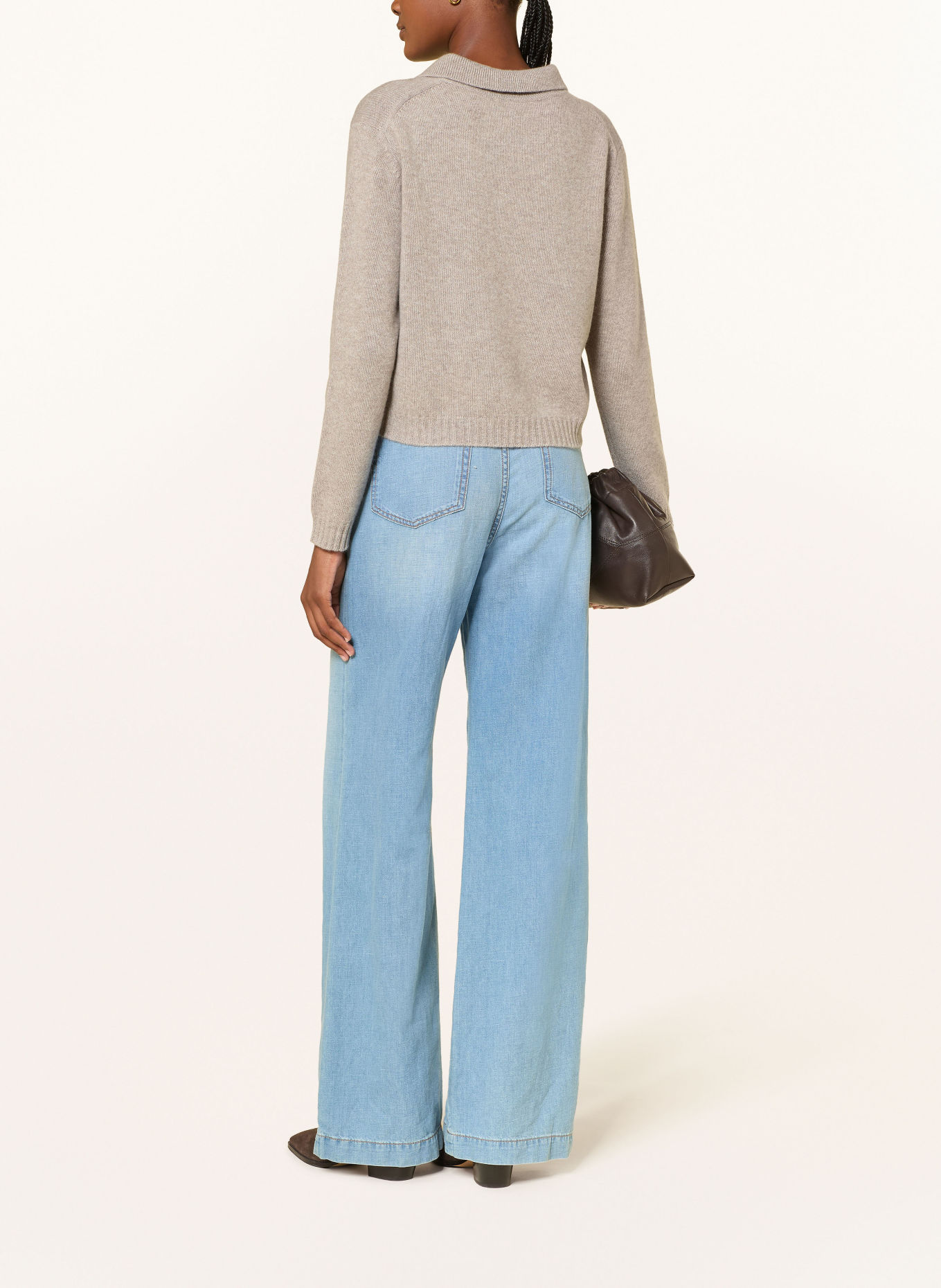 MRS & HUGS Strick-Poloshirt mit Cashmere: TAUPE