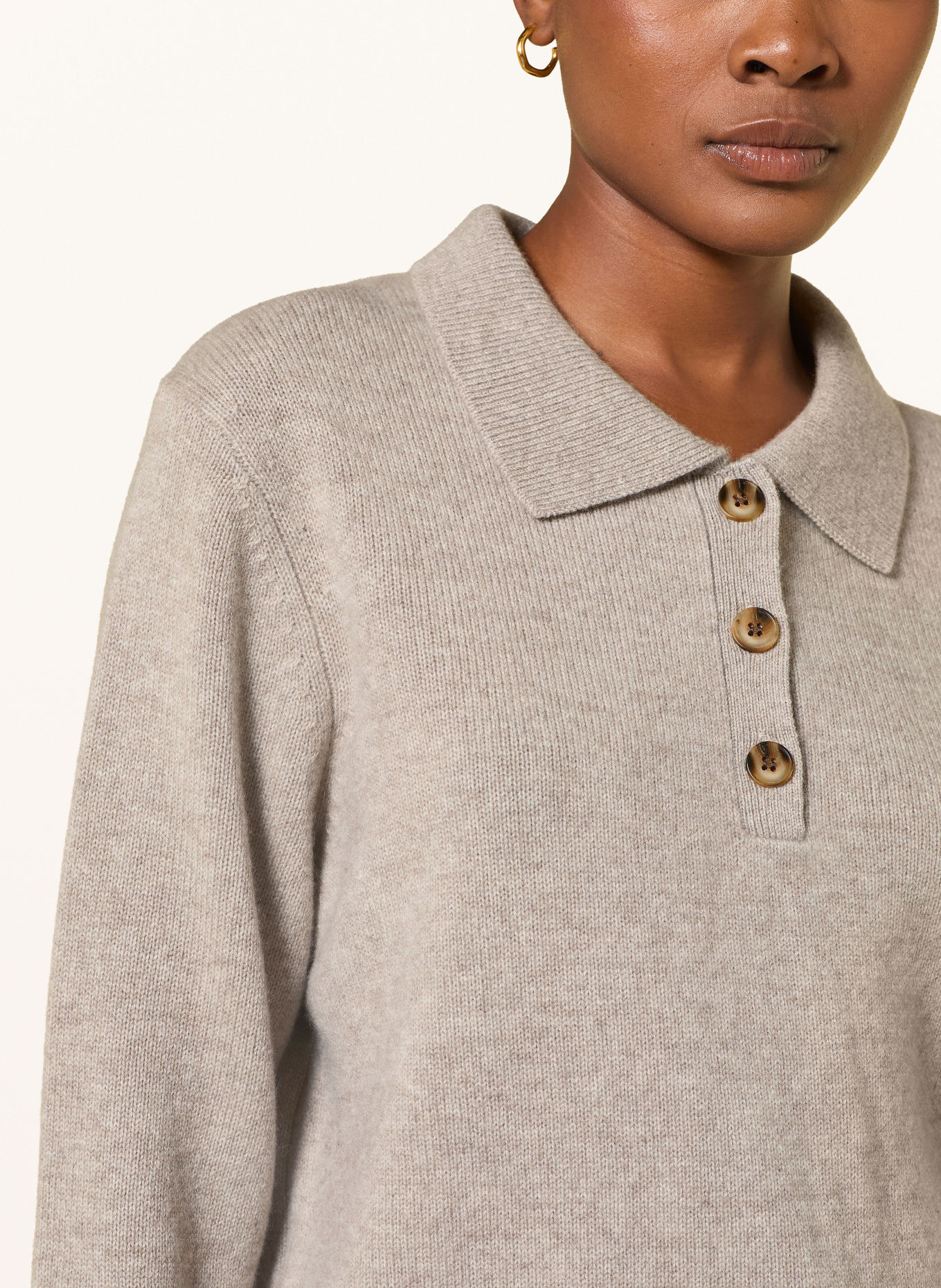MRS & HUGS Strick-Poloshirt mit Cashmere: TAUPE