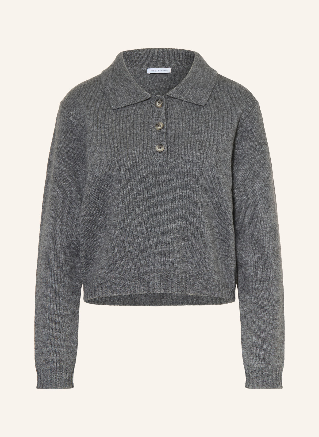 MRS & HUGS Strick-Poloshirt mit Cashmere: DUNKELGRAU