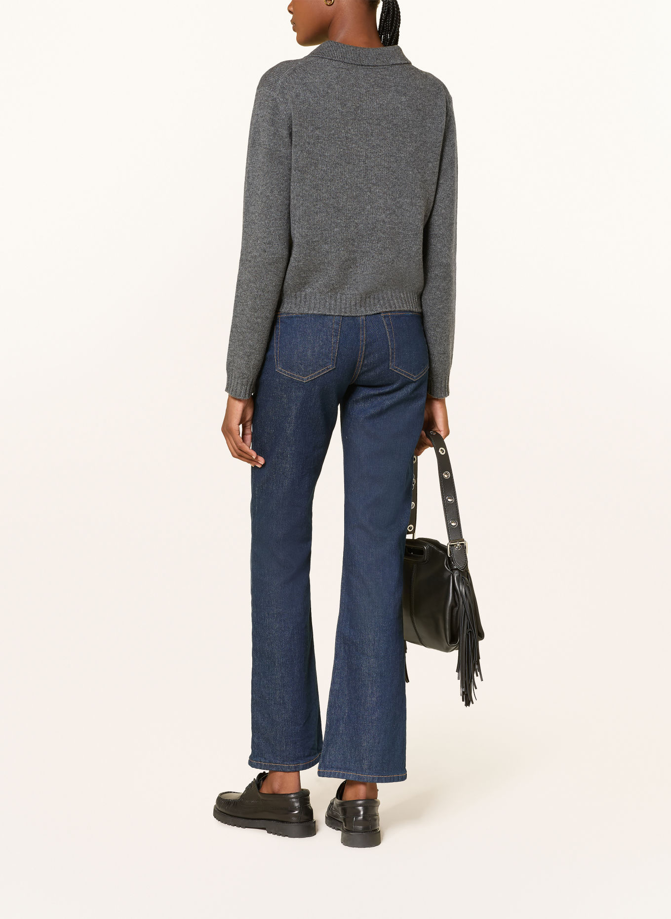 MRS & HUGS Strick-Poloshirt mit Cashmere: DUNKELGRAU