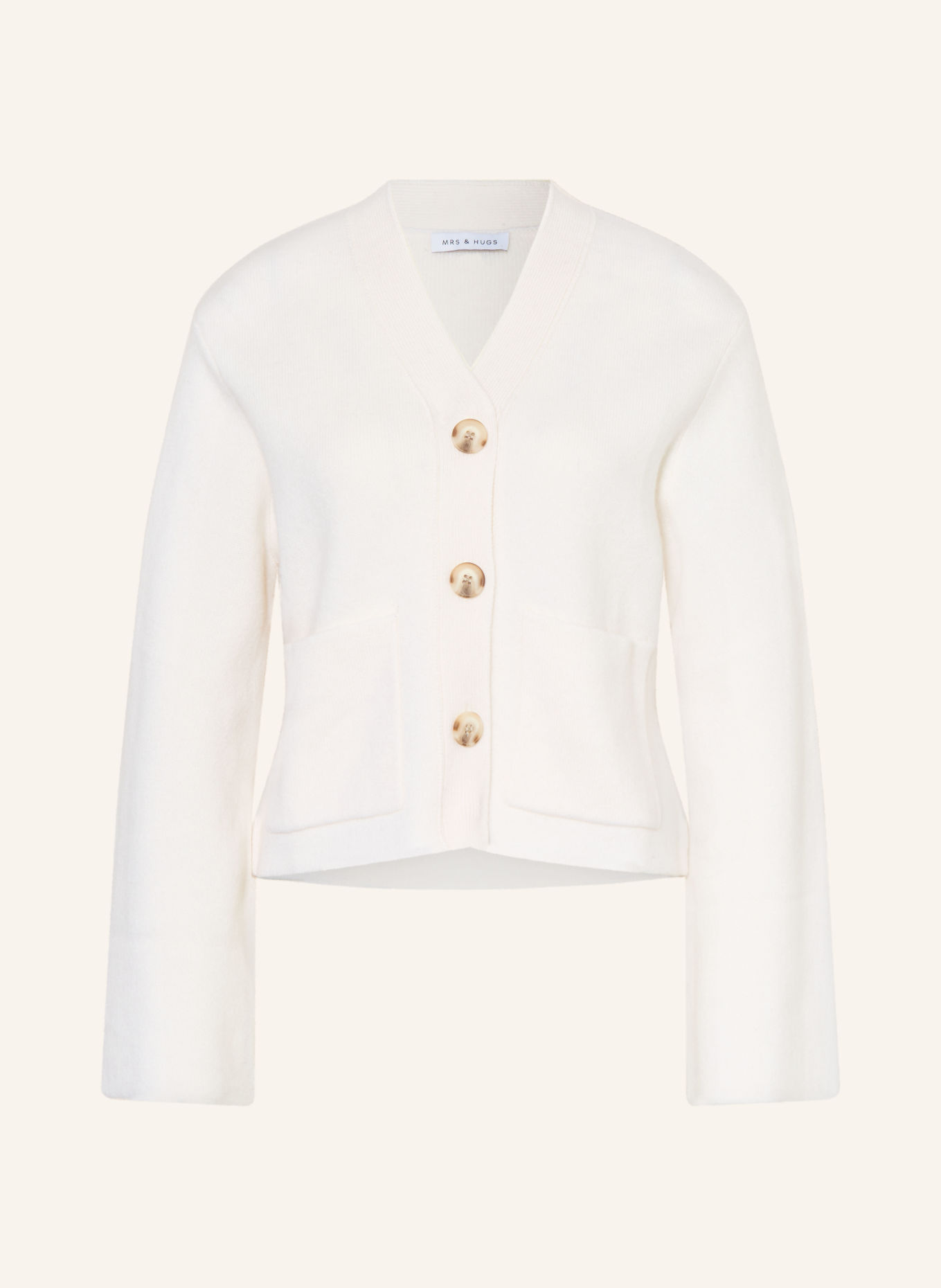 MRS & HUGS Strikjakke med kashmir: CREME