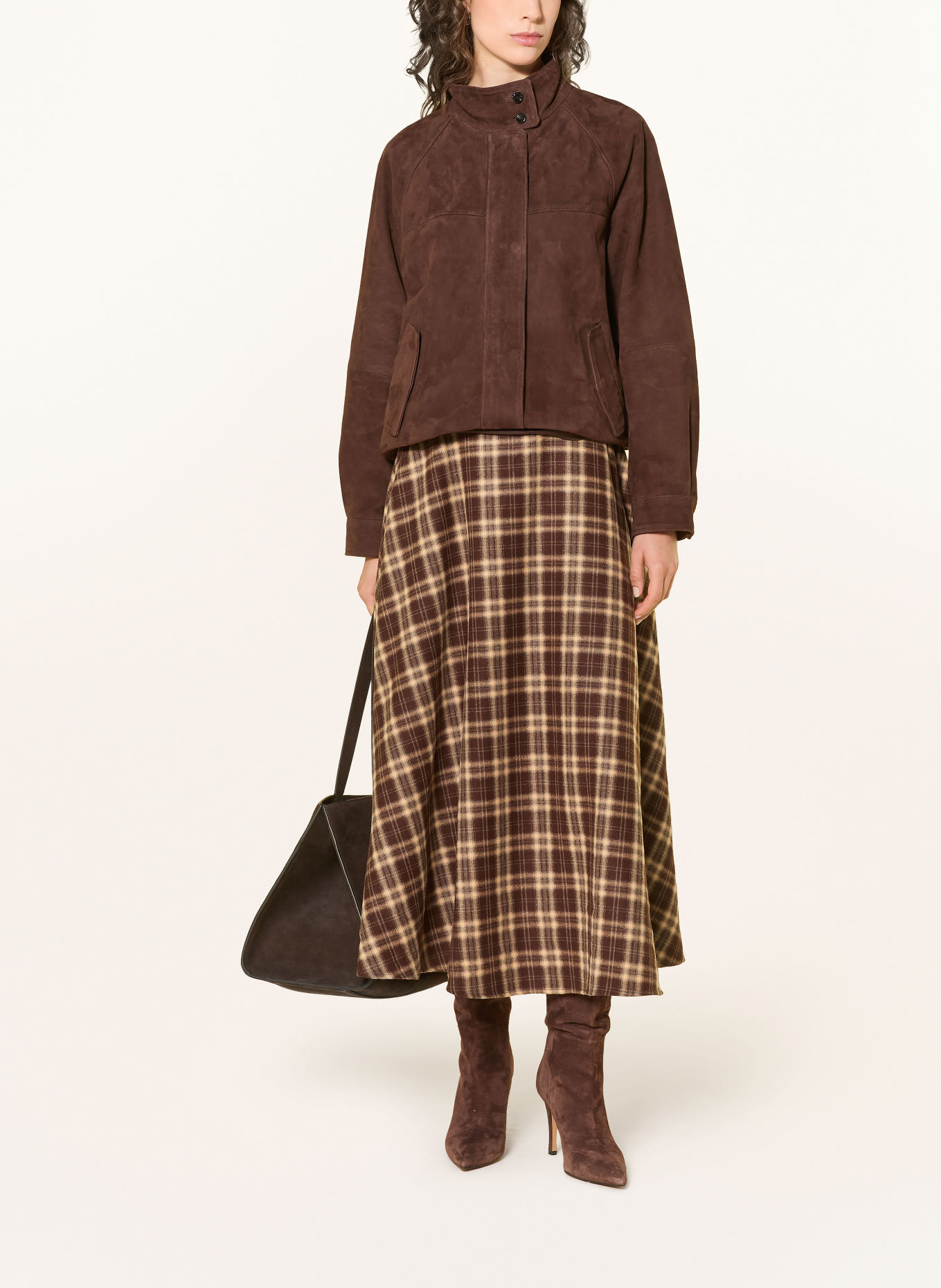 GRACE & MILA Flanellrock ADONIA: DUNKELBRAUN / CAMEL / TAUPE