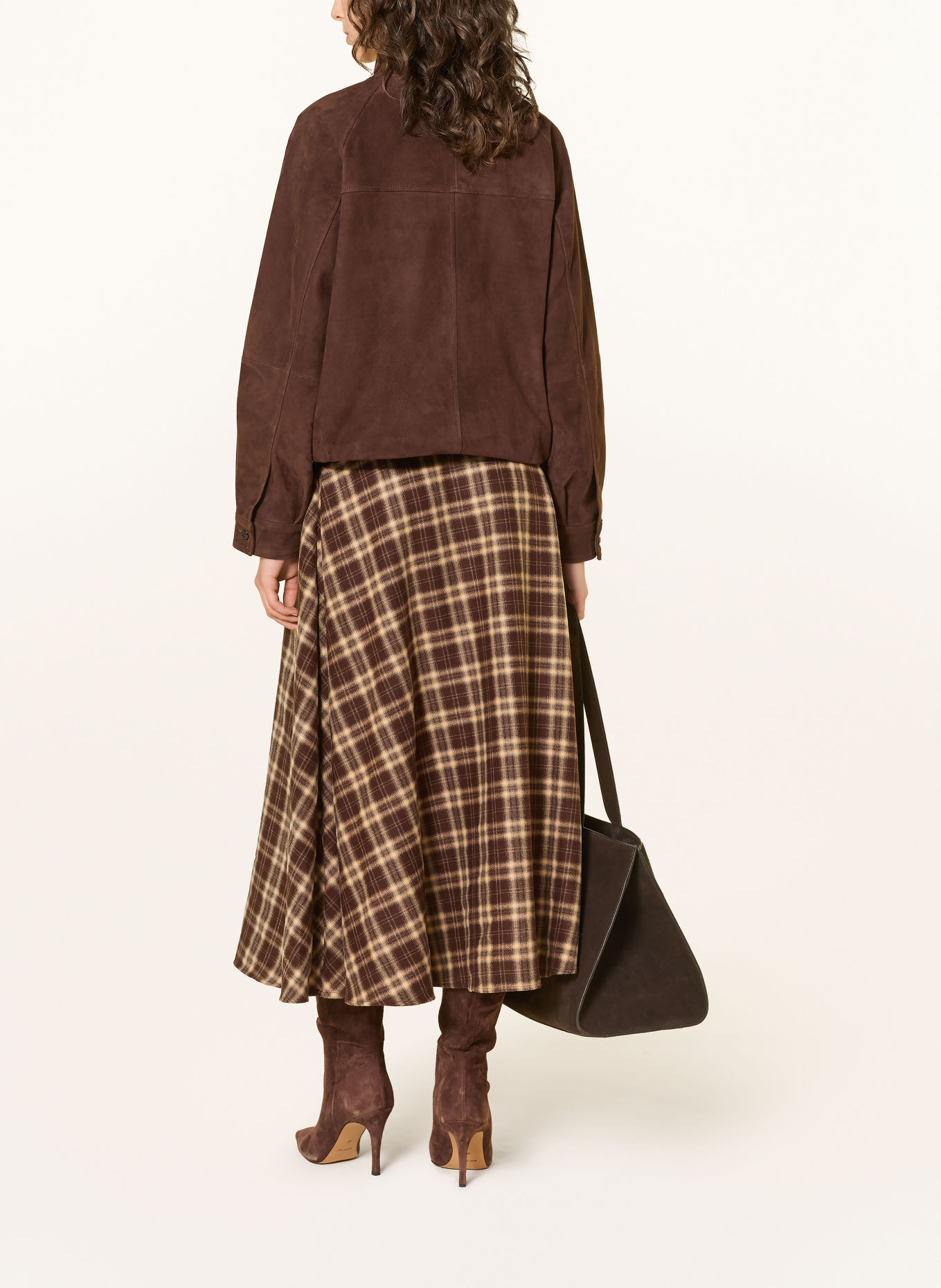GRACE & MILA Flanellrock ADONIA: DUNKELBRAUN / CAMEL / TAUPE