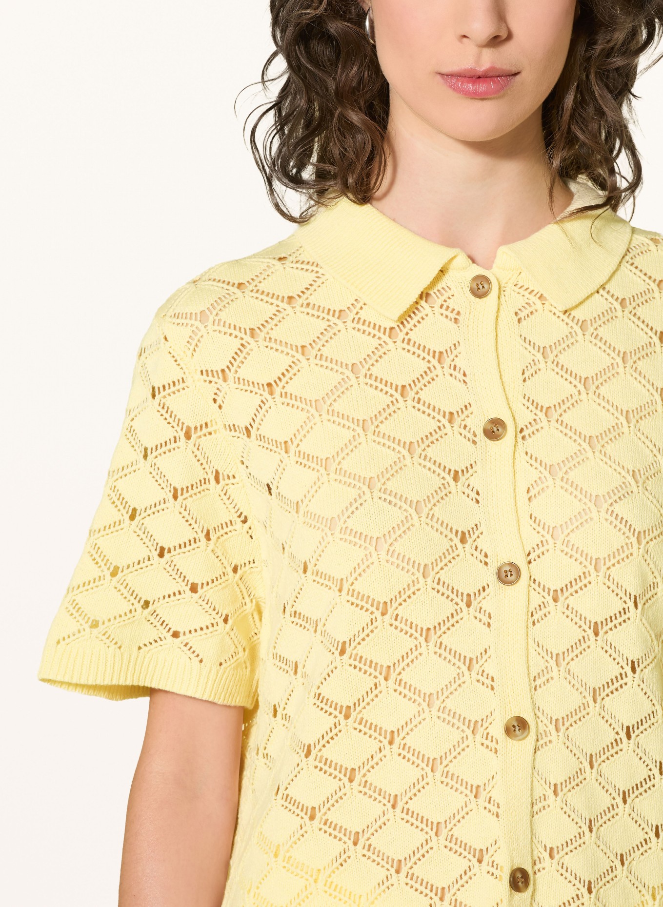 NEO NOIR Cardigan au crochet ADITA: JAUNE CLAIR