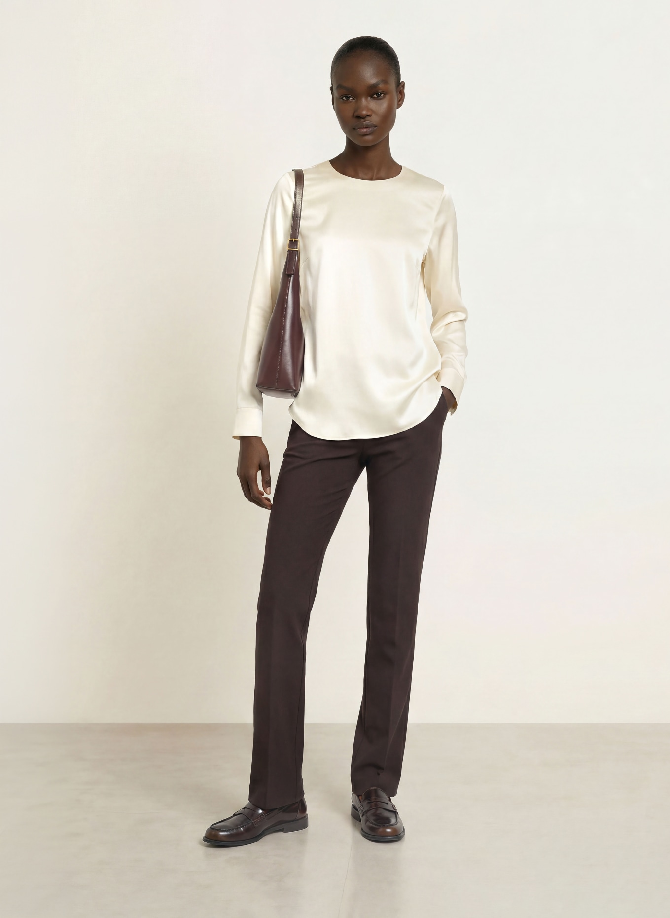 (THE MERCER) N.Y. Blusenshirt mit Seide: ECRU