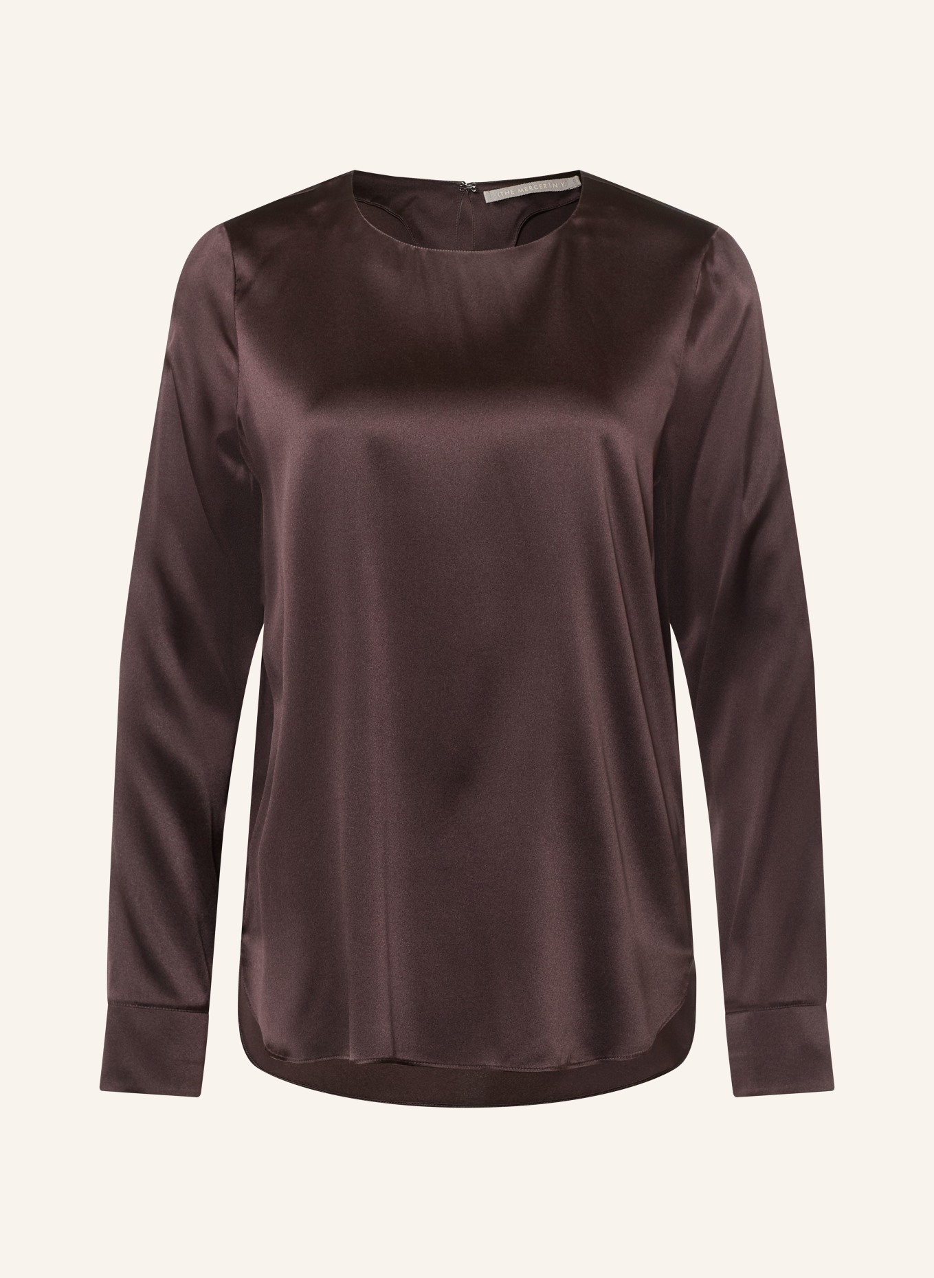 (THE MERCER) N.Y. Blusenshirt mit Seide: DUNKELBRAUN