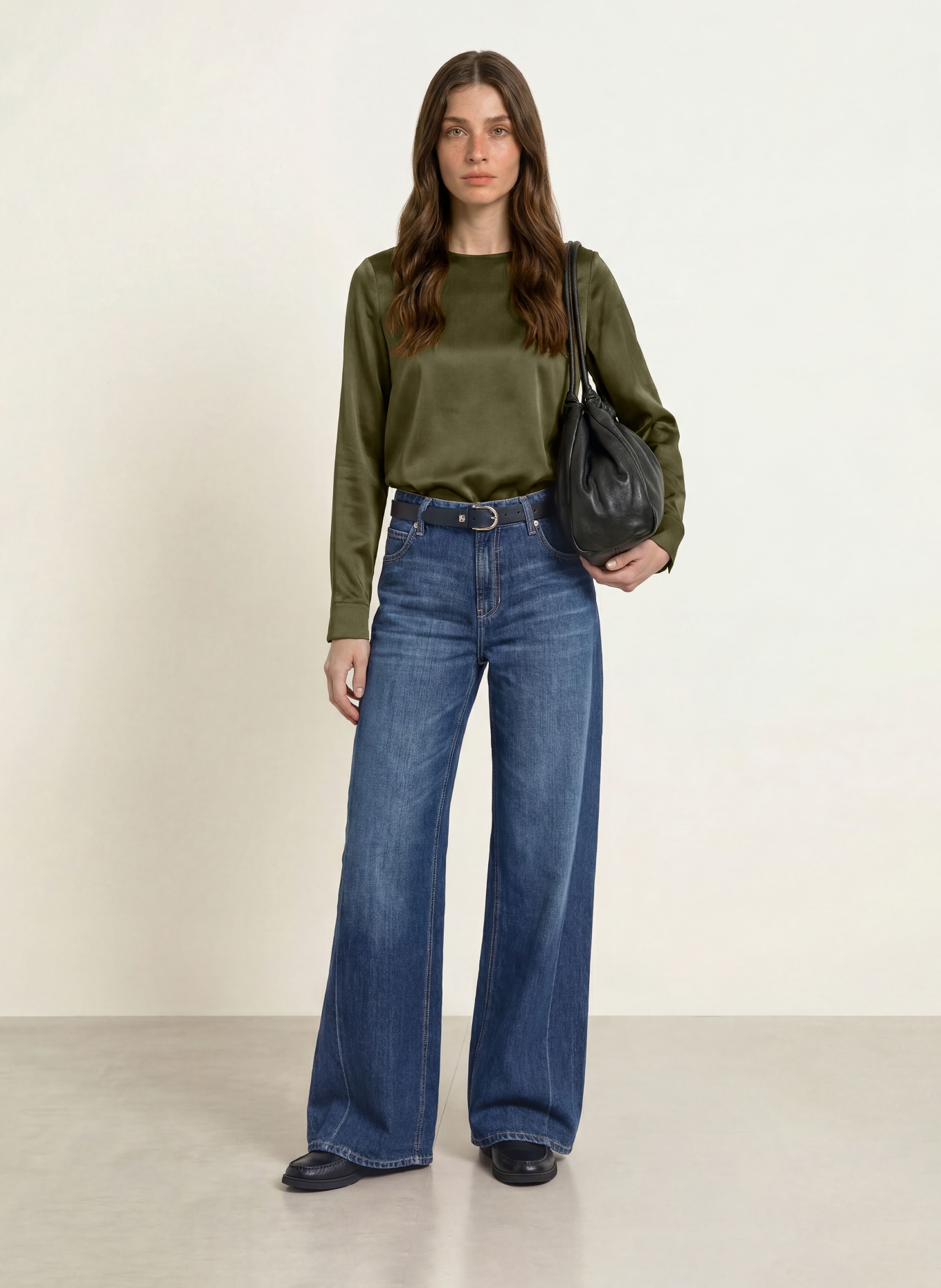 (THE MERCER) N.Y. Blusenshirt mit Seide: KHAKI