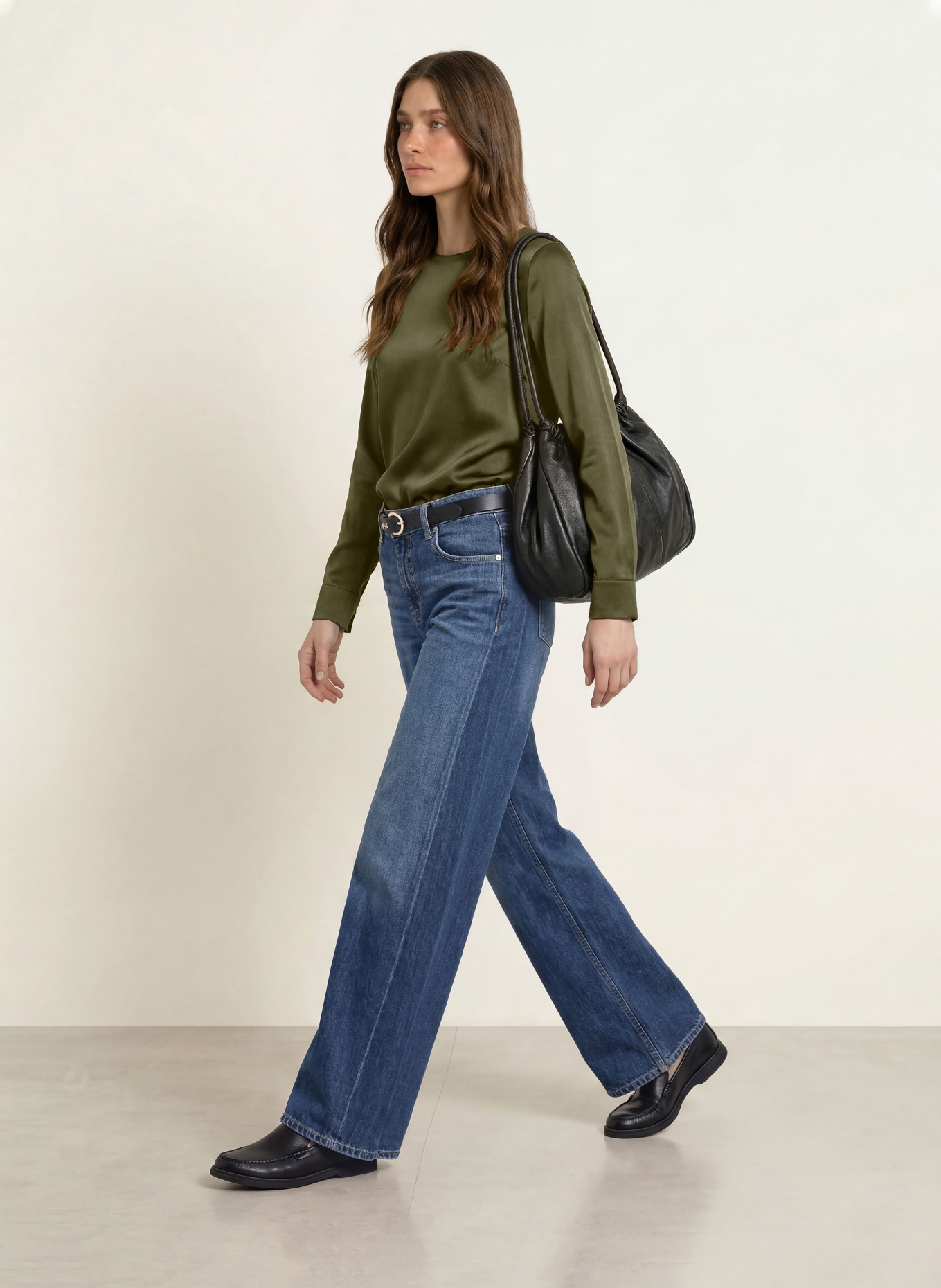 (THE MERCER) N.Y. Blusenshirt mit Seide: KHAKI