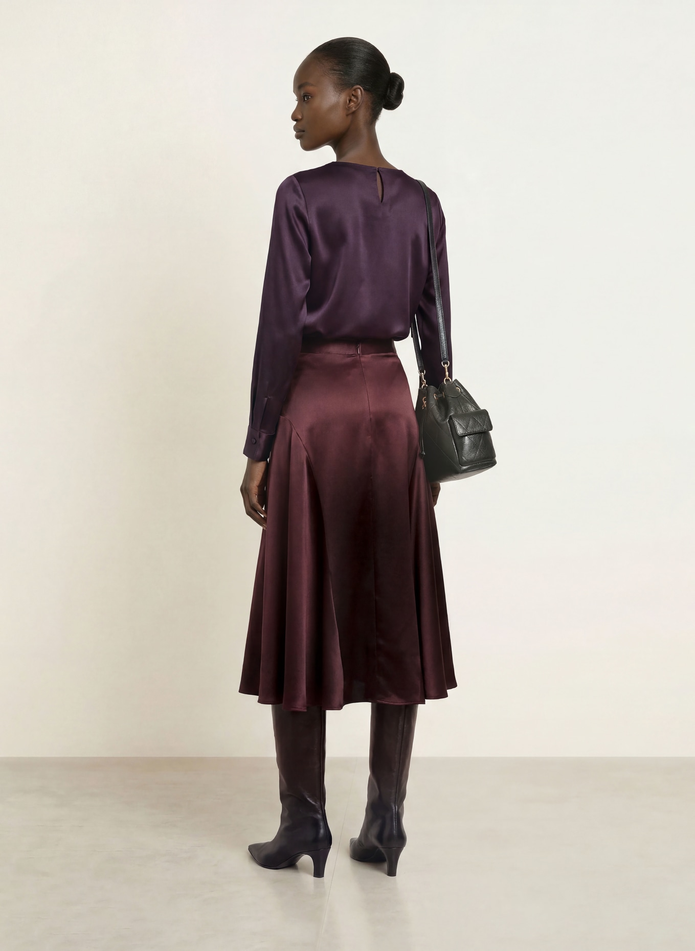 (THE MERCER) N.Y. Blouse-style shirt with silk: DARK PURPLE