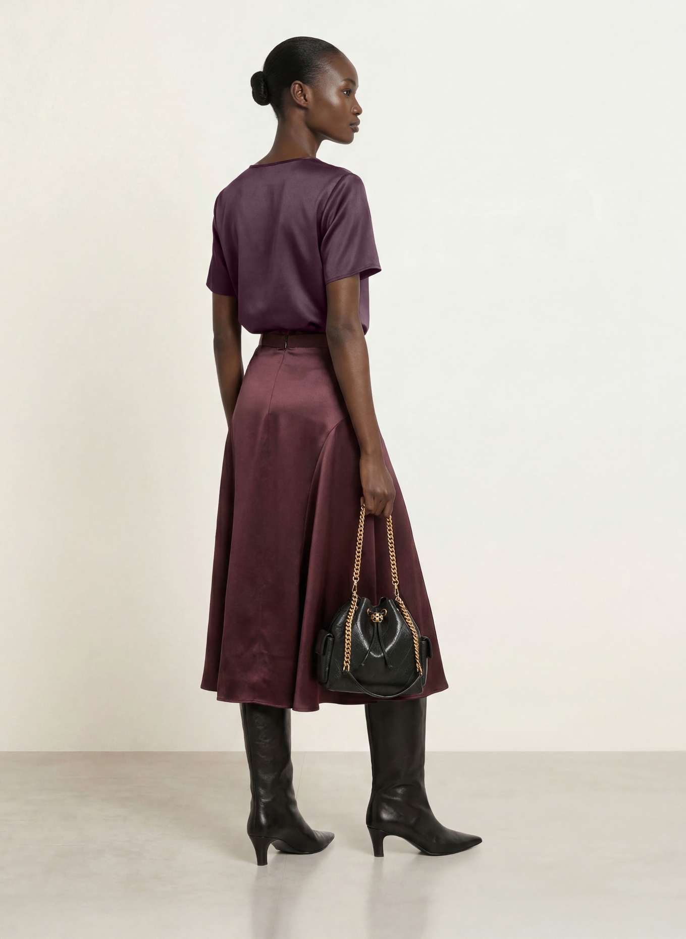 (THE MERCER) N.Y. Satin and silk blouse: DARK PURPLE