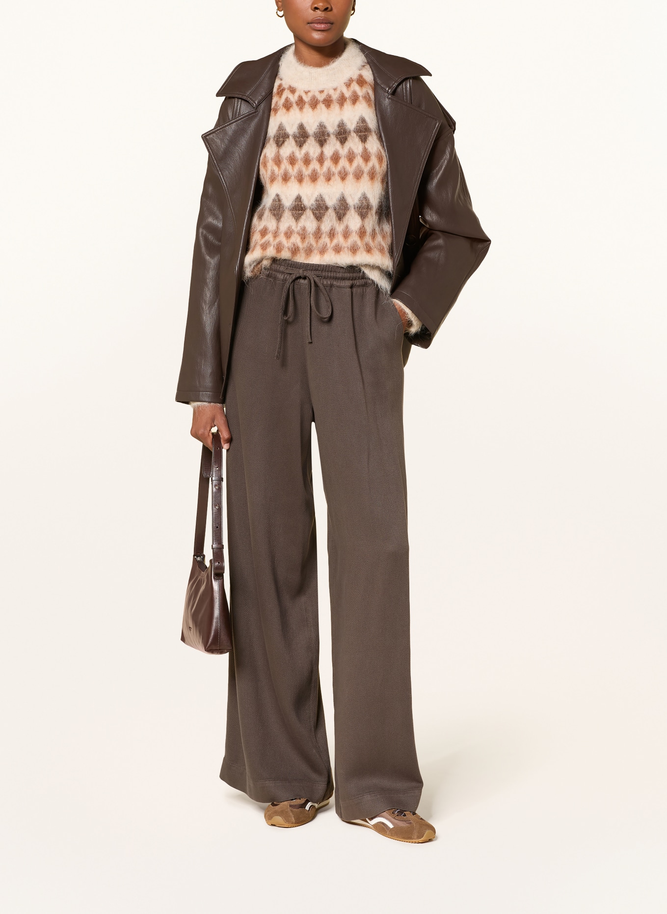 MRS & HUGS Wide-leg trousers: DARK BROWN