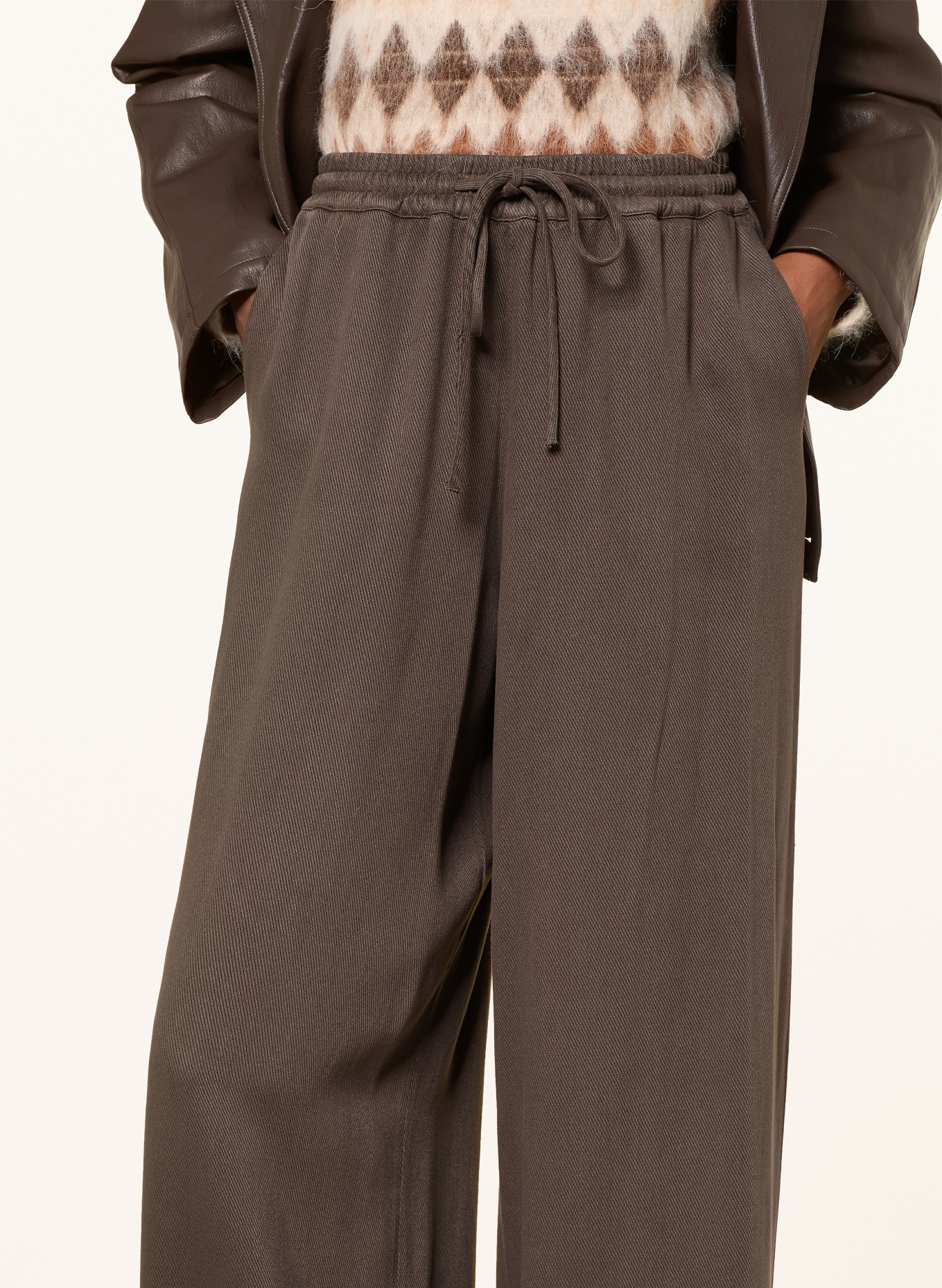 MRS & HUGS Wide-leg trousers: DARK BROWN