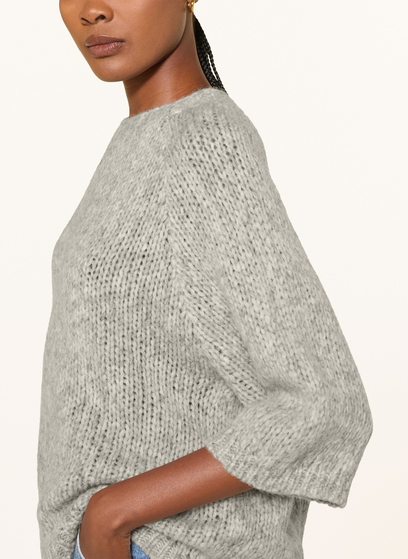 MRS & HUGS Pullover mit 3/4-Arm: HELLGRAU