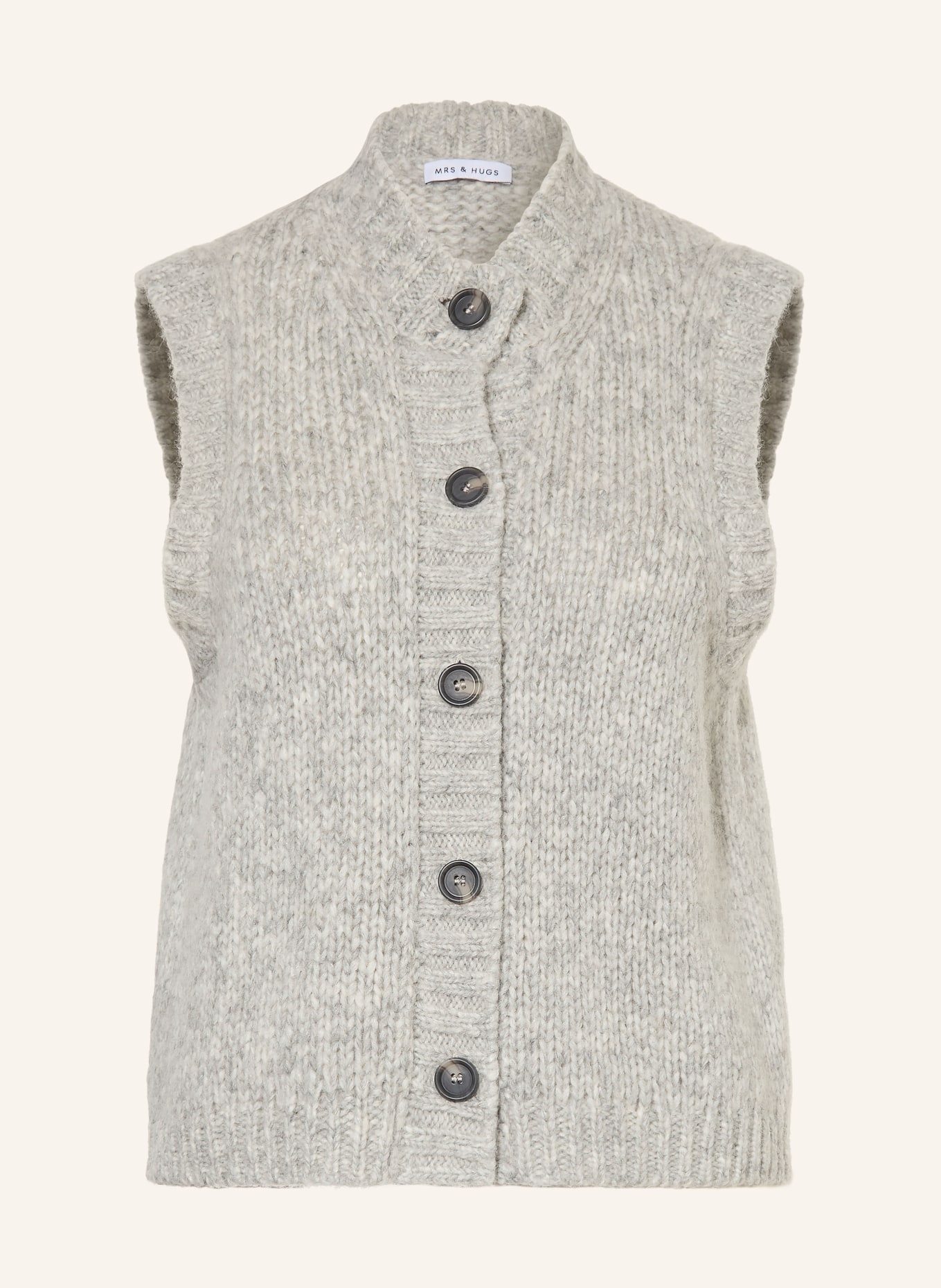 MRS & HUGS Gebreid vest: LICHTGRIJS / WIT