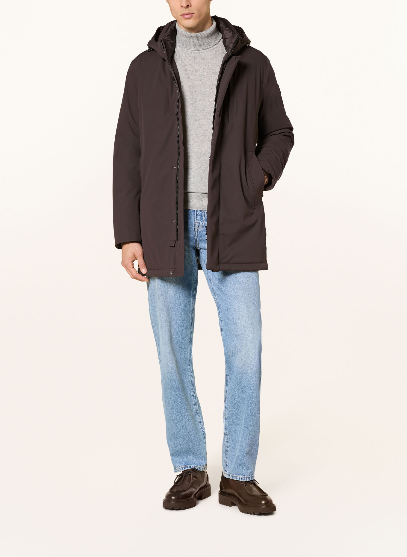 MILESTONE Parka à capuche amovible: MARRON FONCÉ