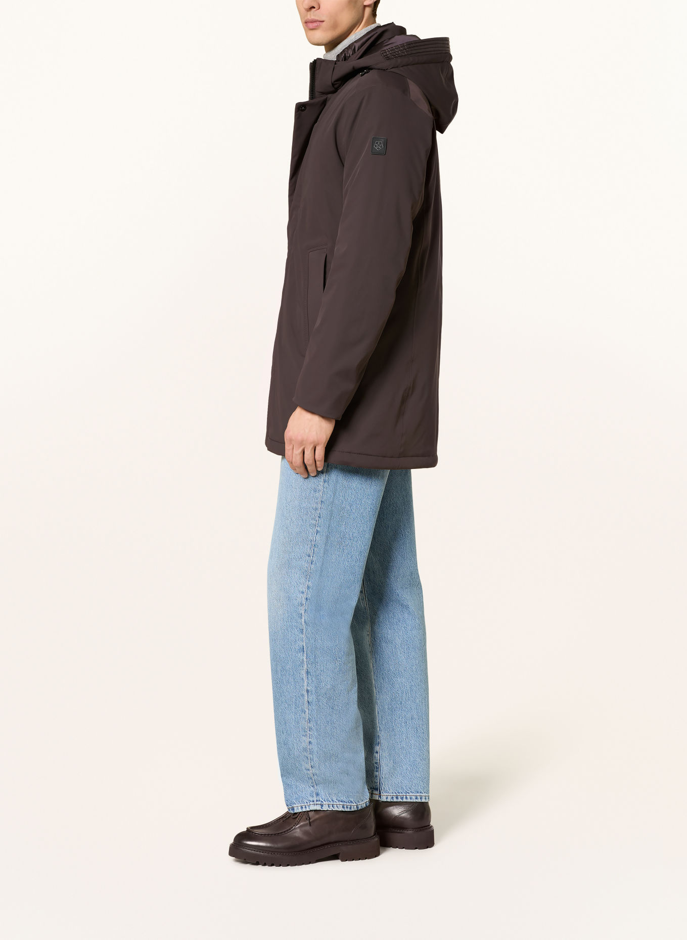 MILESTONE Parka à capuche amovible: MARRON FONCÉ