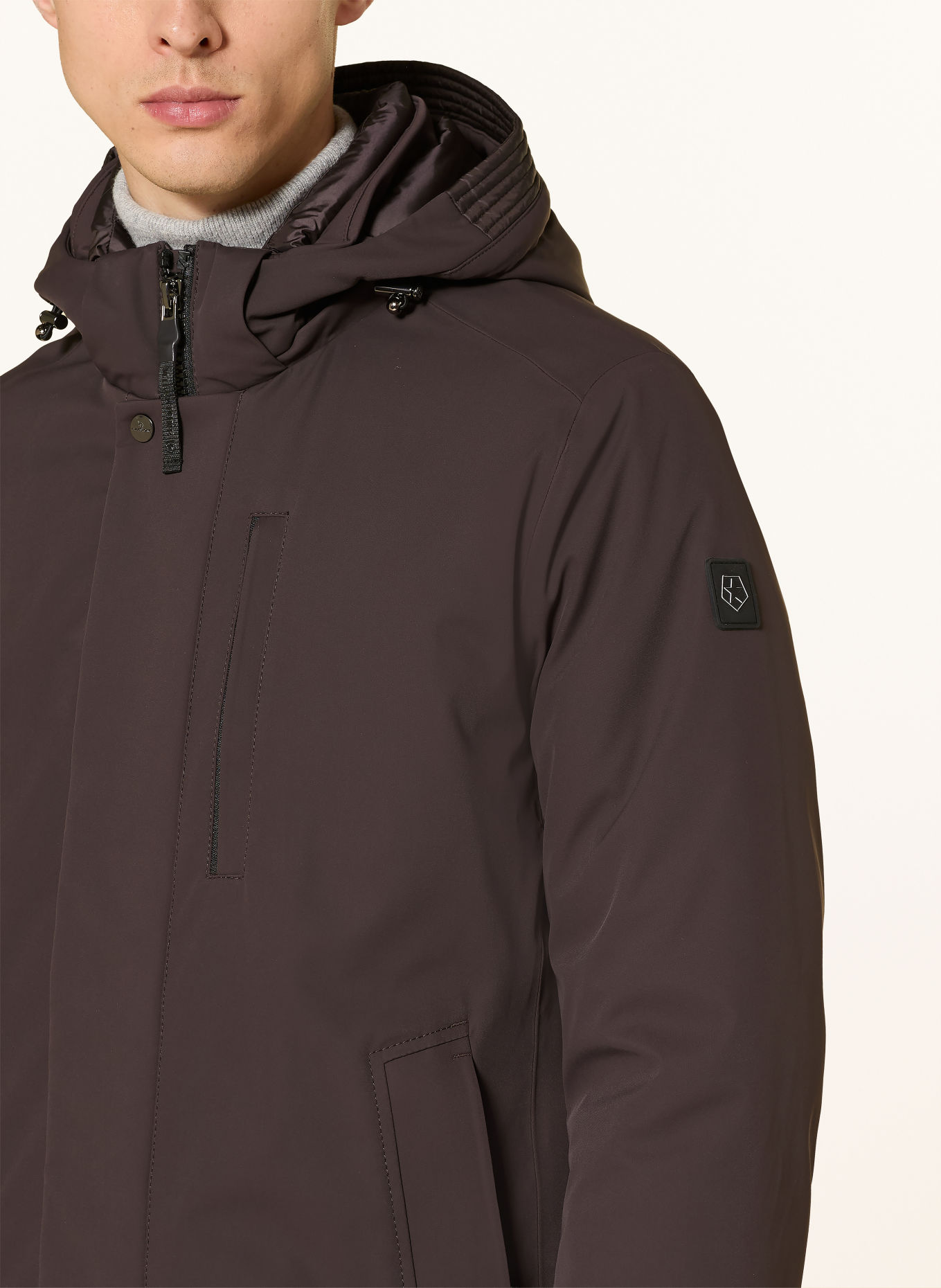 MILESTONE Parka à capuche amovible: MARRON FONCÉ