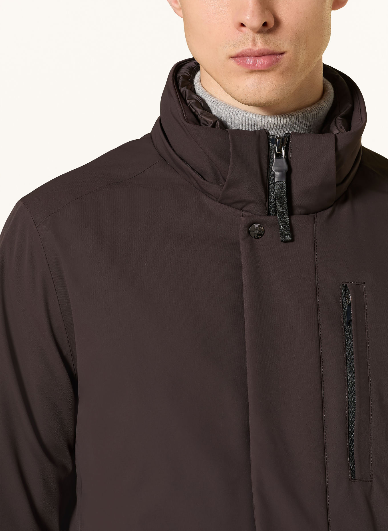 MILESTONE Parka à capuche amovible: MARRON FONCÉ