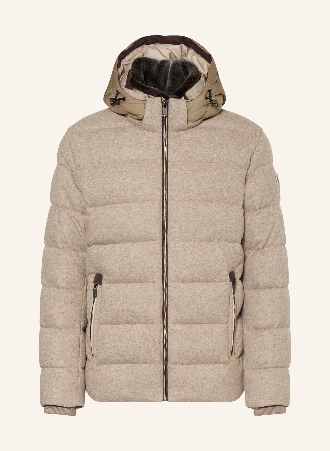 MILESTONE MSMASON gewatteerde jas in gemengde materialen met afneembare Kraag: BEIGE / MARRON FONCÉ / TAUPE