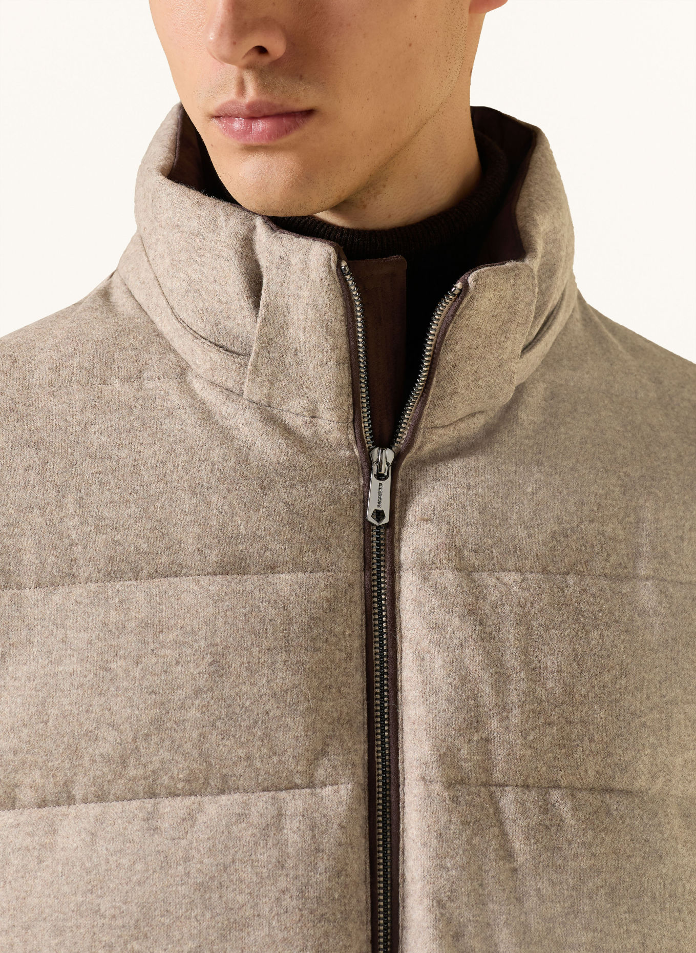 MILESTONE MSMASON gewatteerde jas in gemengde materialen met afneembare Kraag: BEIGE / MARRON FONCÉ / TAUPE