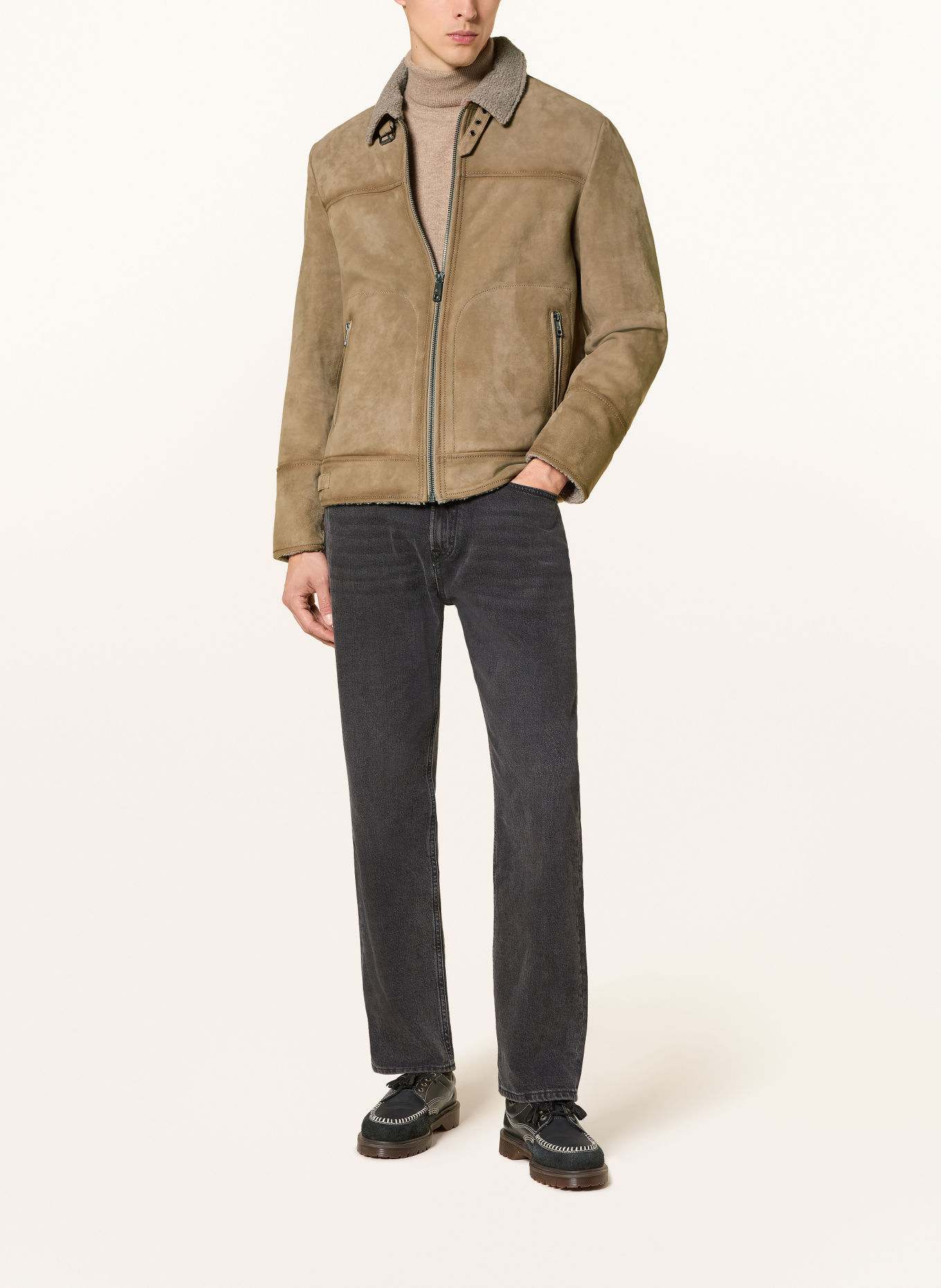 MILESTONE Lederjacke MSCAMINO: HELLBRAUN / TAUPE