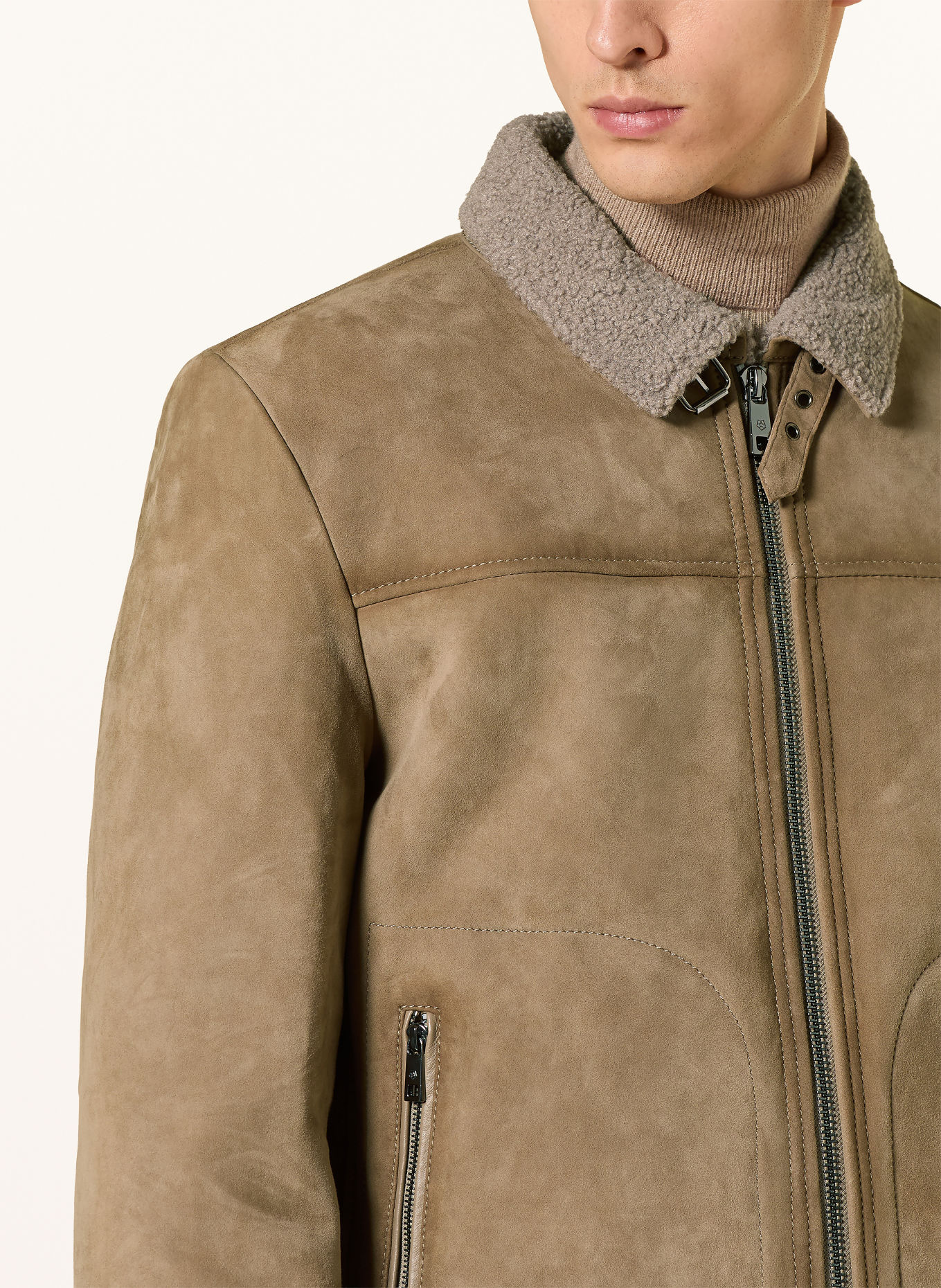 MILESTONE Lederjacke MSCAMINO: HELLBRAUN / TAUPE
