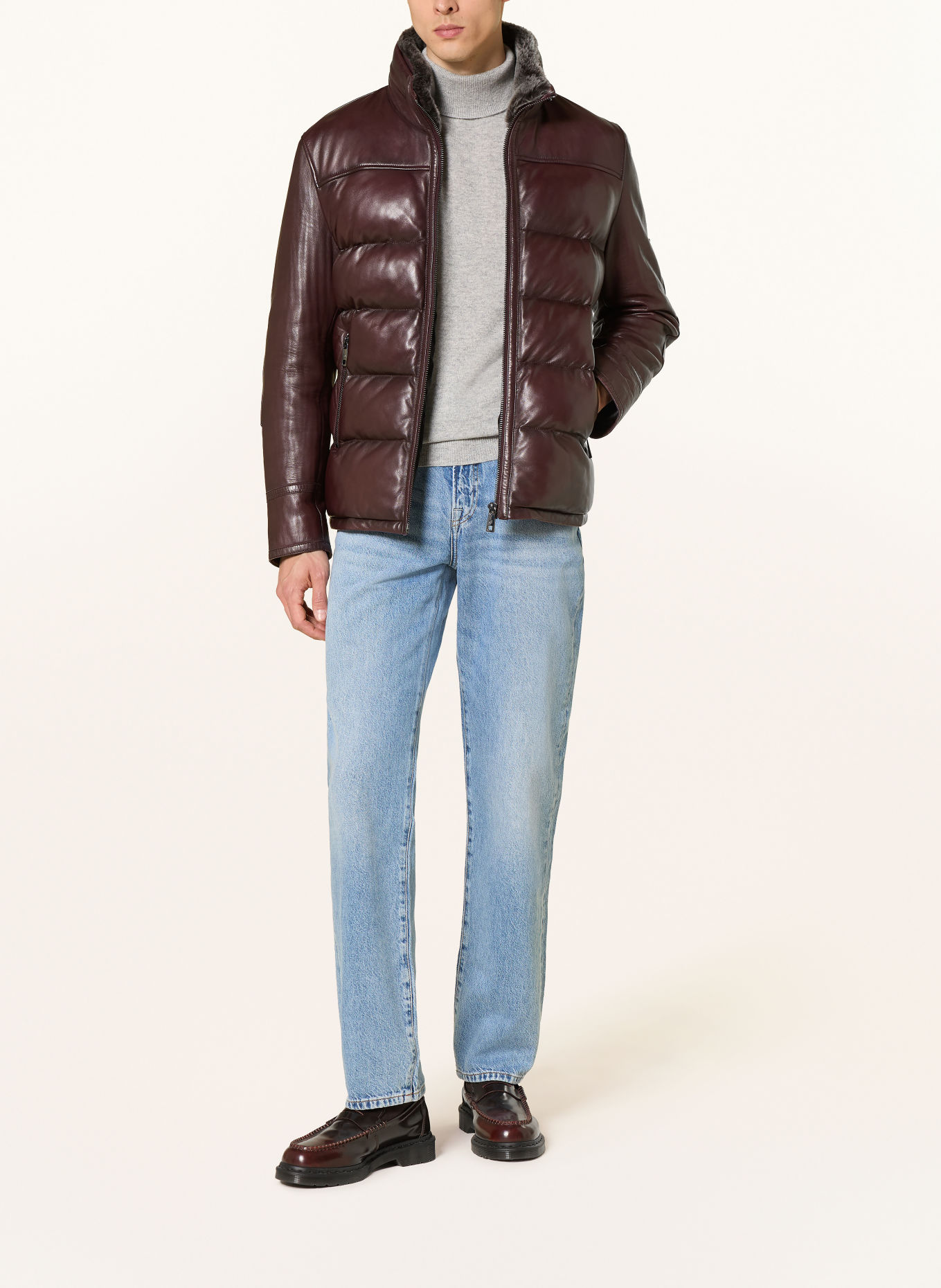 MILESTONE Lederjacke: DUNKELROT
