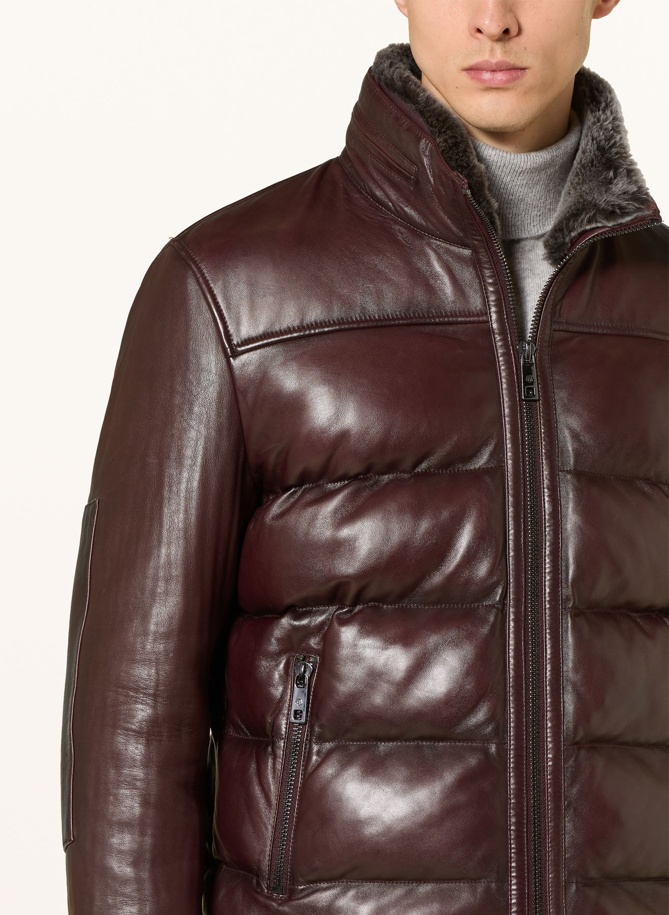 MILESTONE Lederjacke: DUNKELROT