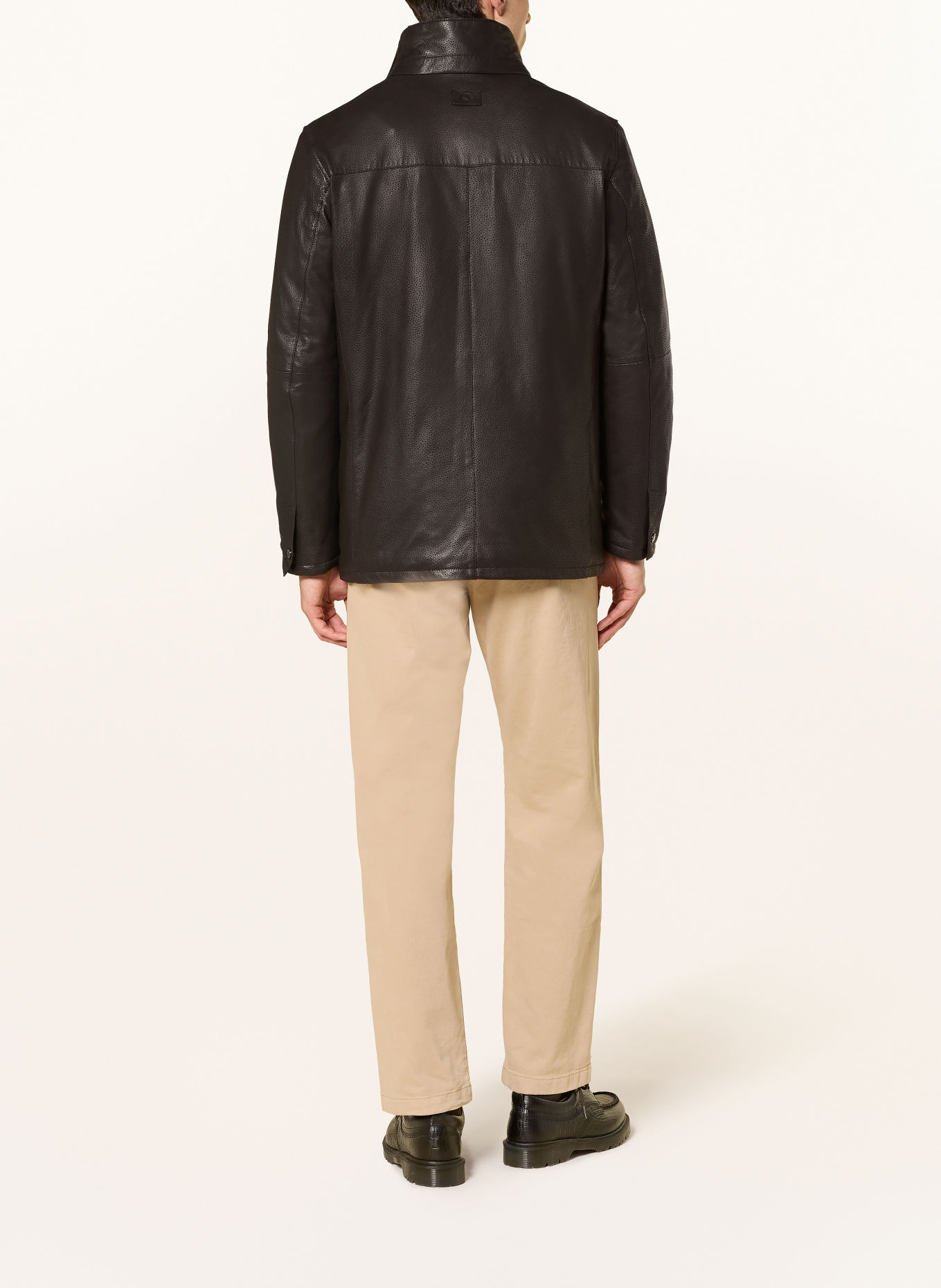 MILESTONE Leren jas MSEMILIANO met afneembare Kraag: MARRON FONCÉ