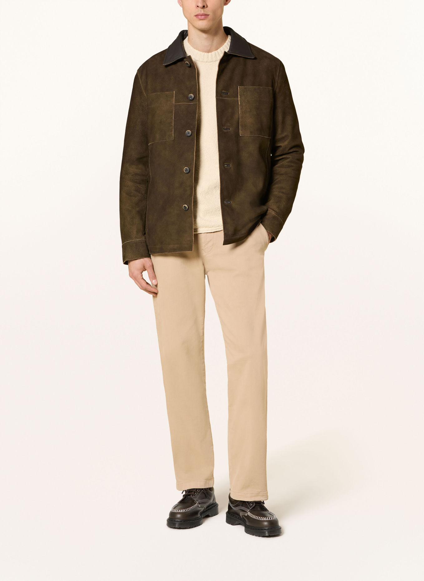 MILESTONE Leder-Overjacket MSDAMIAN: DUNKELBRAUN