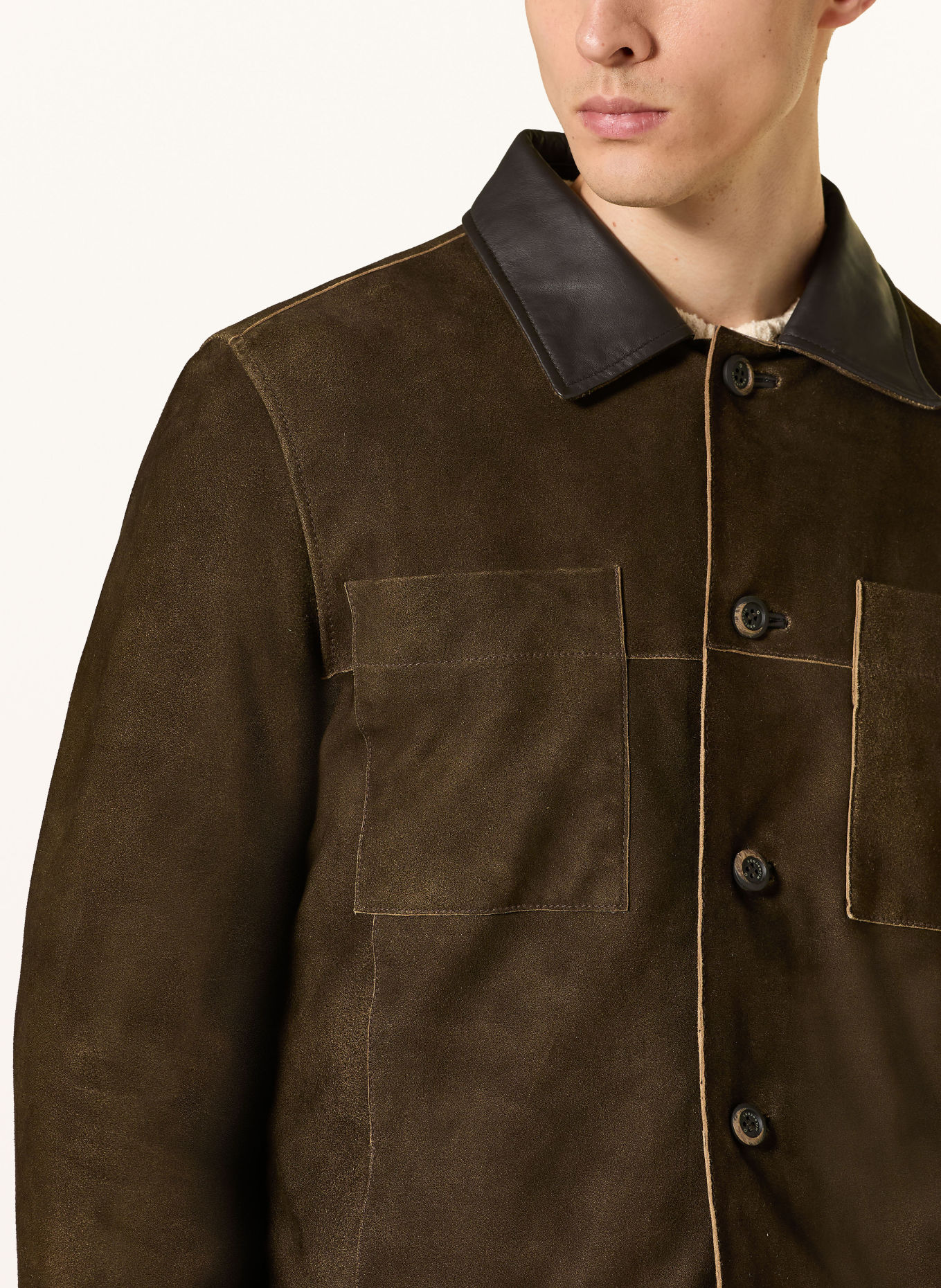 MILESTONE Leder-Overjacket MSDAMIAN: DUNKELBRAUN