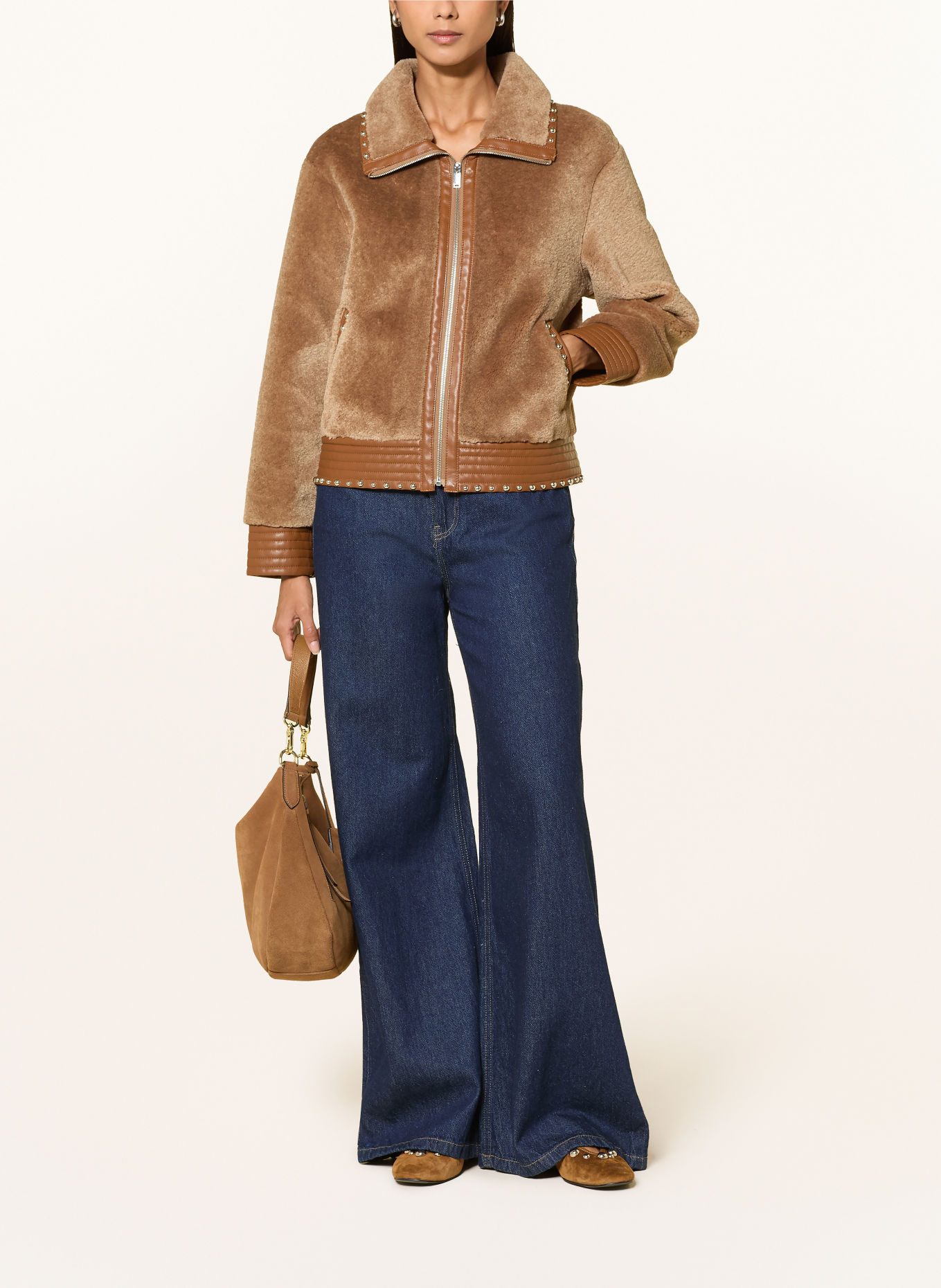 RINO & PELLE Kunstbontjas DANISHA met studs: BEIGE