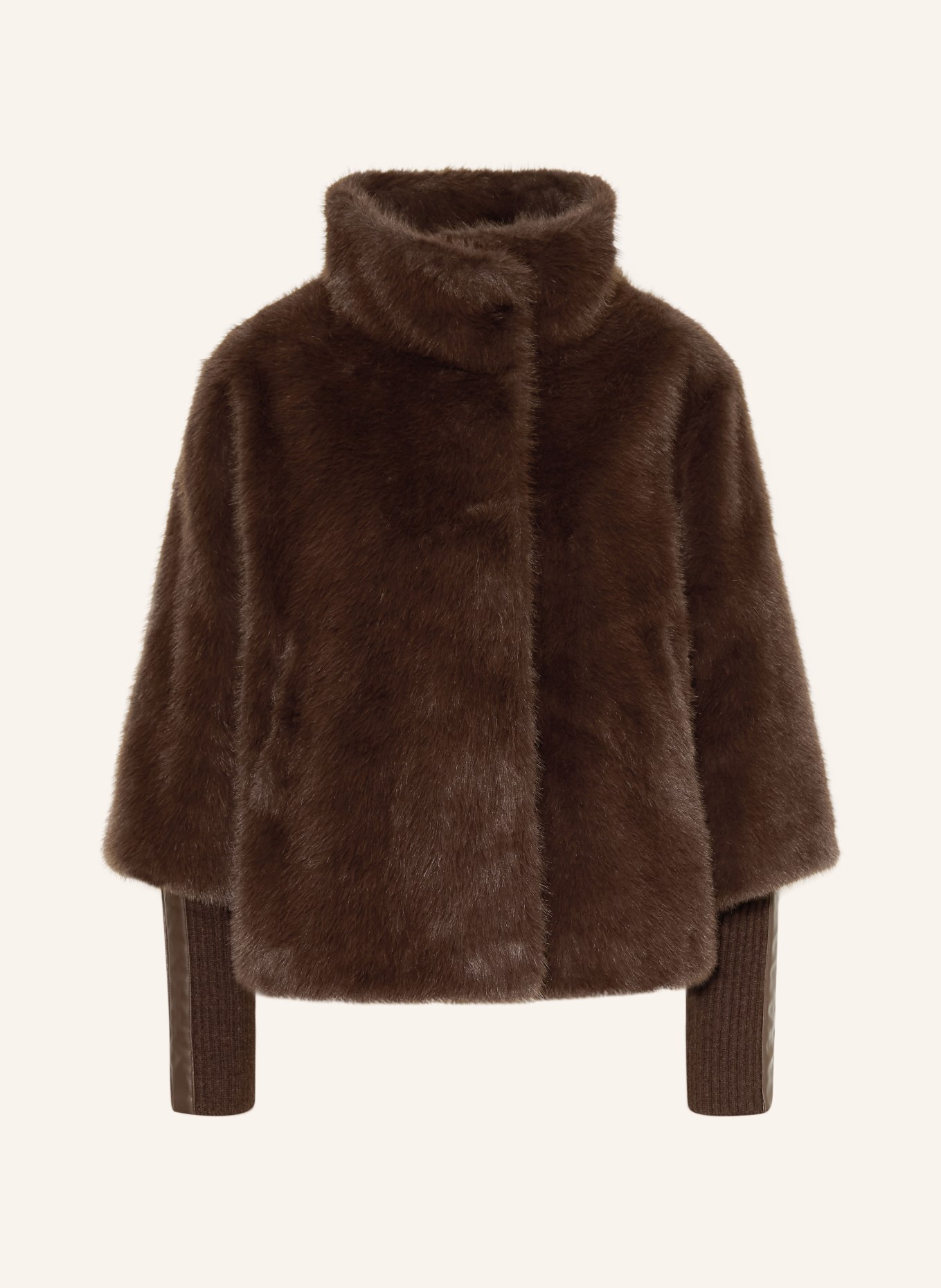 RINO & PELLE Kunstbontjas in gemengde materialen: MARRON FONCÉ