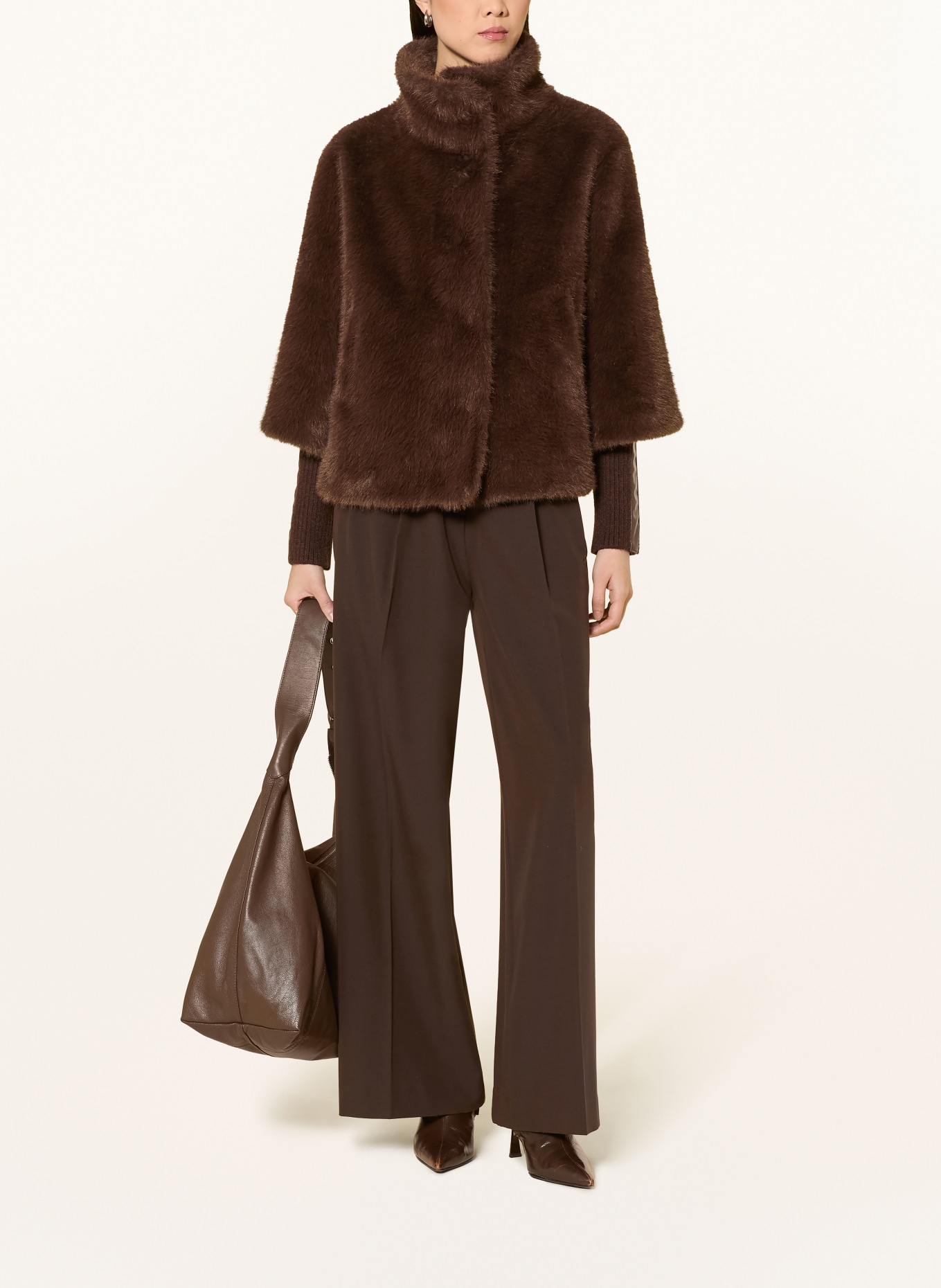 RINO & PELLE Kunstbontjas in gemengde materialen: MARRON FONCÉ