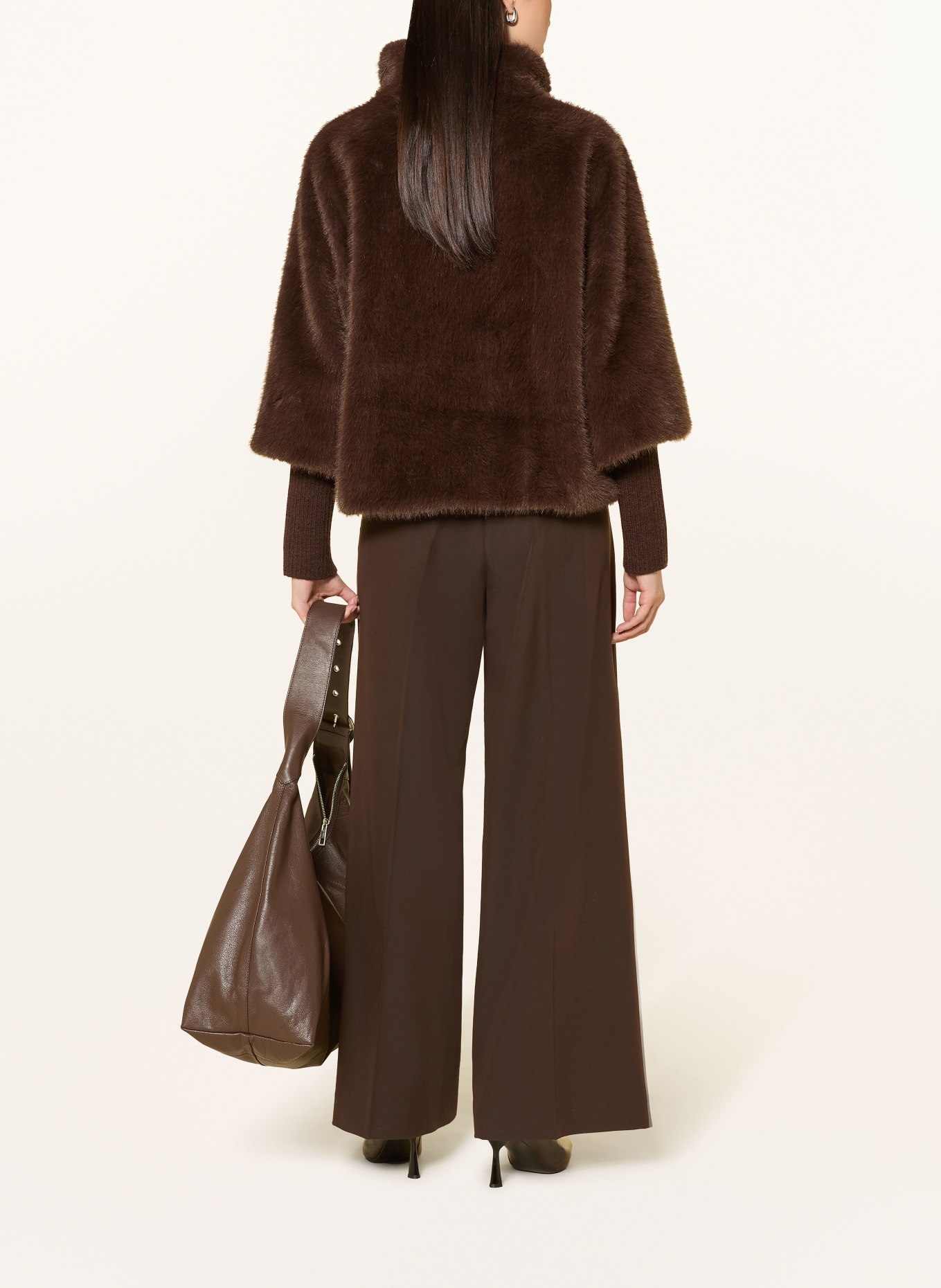 RINO & PELLE Kunstbontjas in gemengde materialen: MARRON FONCÉ