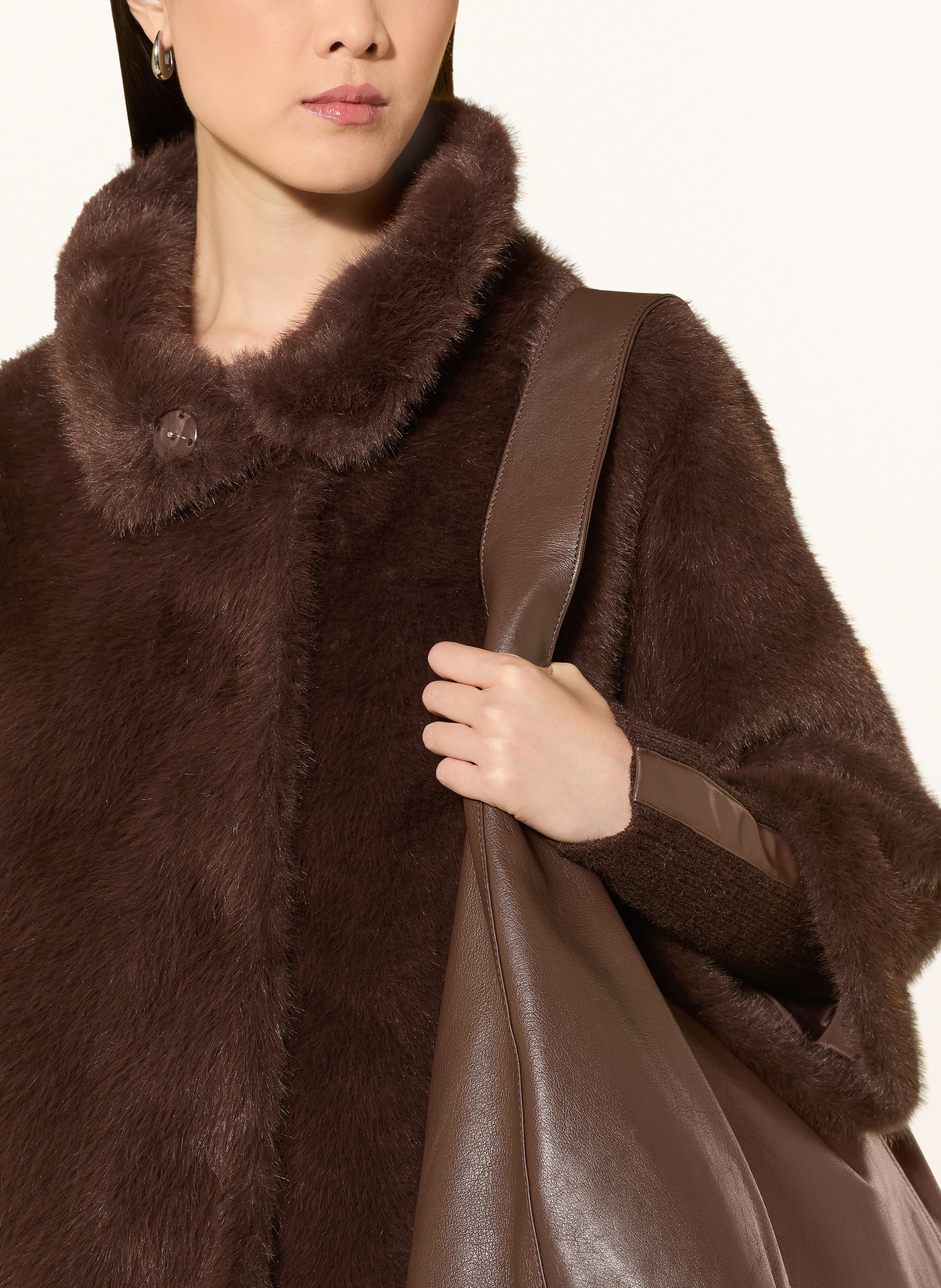 RINO & PELLE Kunstbontjas in gemengde materialen: MARRON FONCÉ