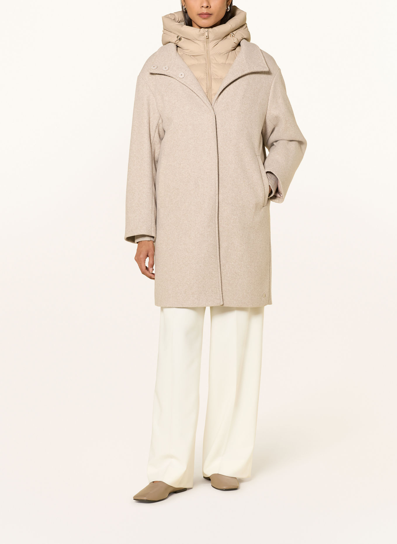 RINO & PELLE OMRI coat with removable collar: BEIGE